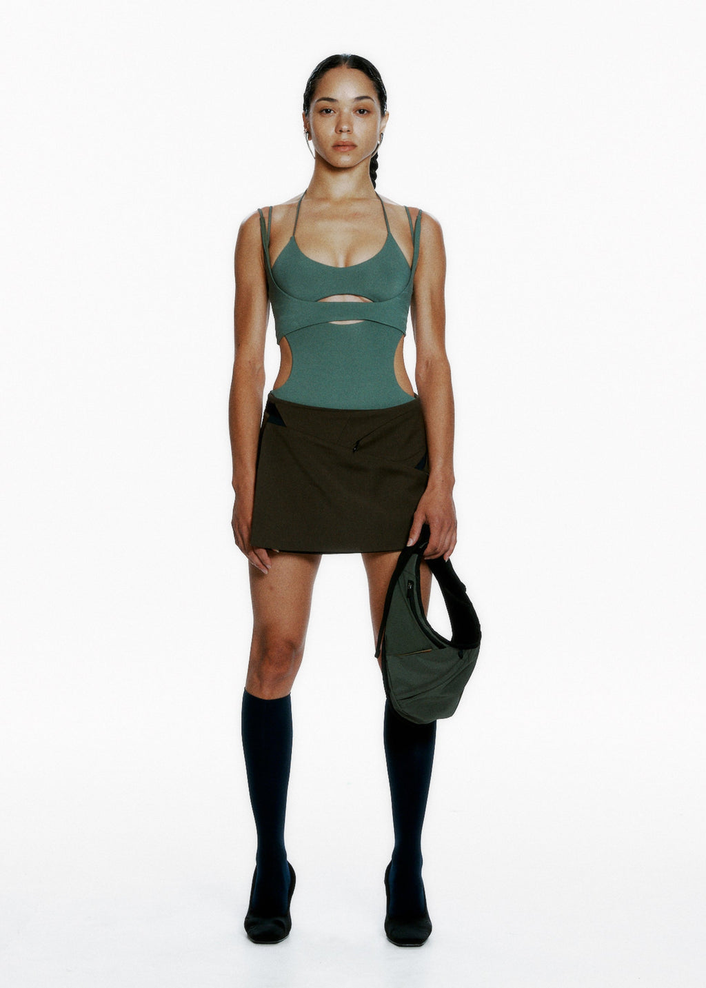 Hyein Seo - Cinched Mini Skirt w/ Belt (Khaki) product image 1 | TRAB K-Fashion Australia