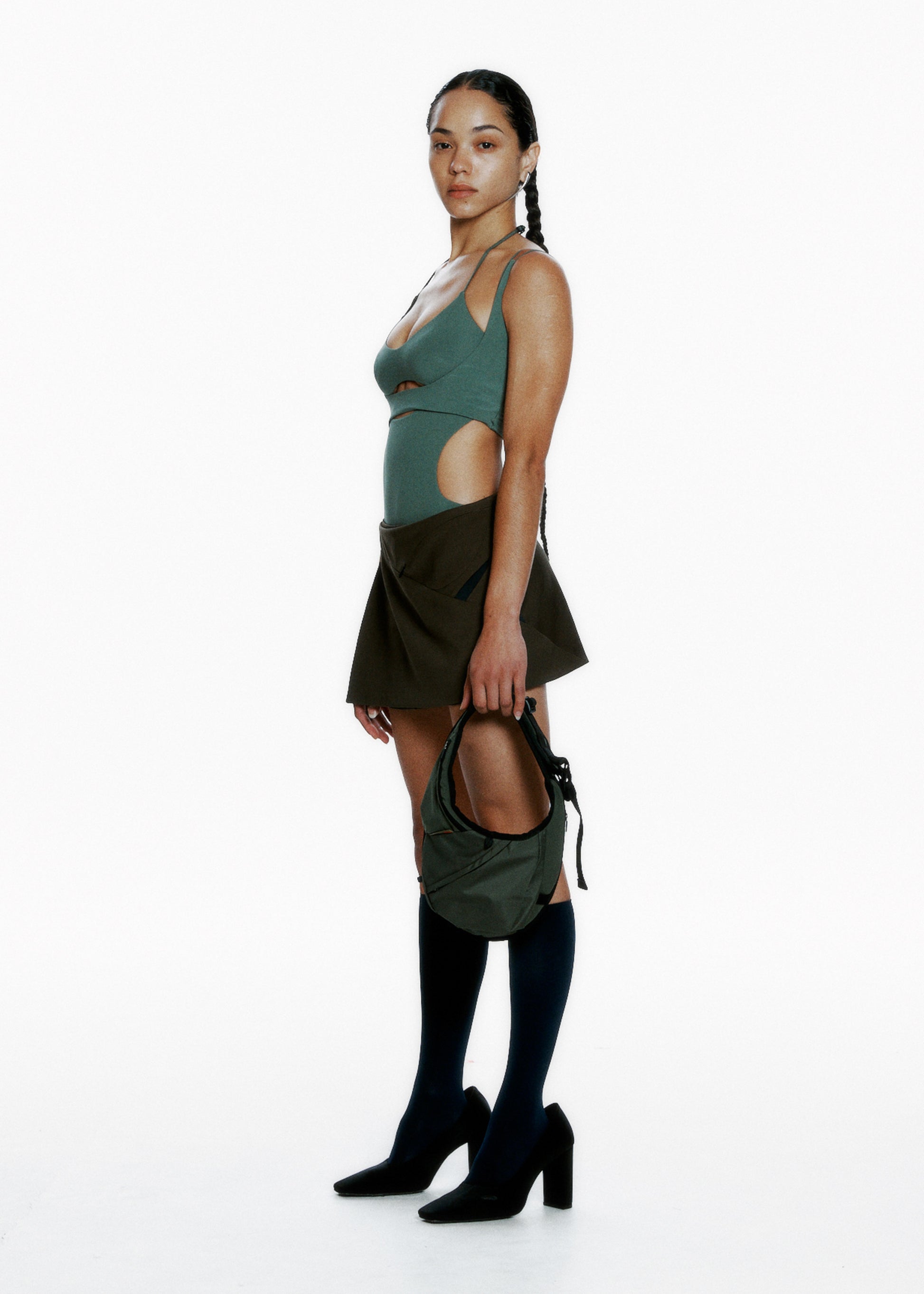Hyein Seo - Cinched Mini Skirt w/ Belt (Khaki) product image 2 | TRAB K-Fashion Australia
