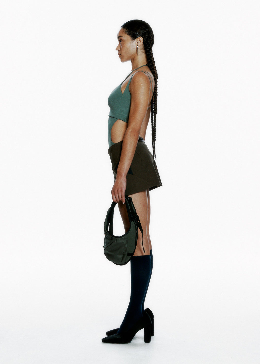 Hyein Seo - Cinched Mini Skirt w/ Belt (Khaki) product image 3 | TRAB K-Fashion Australia