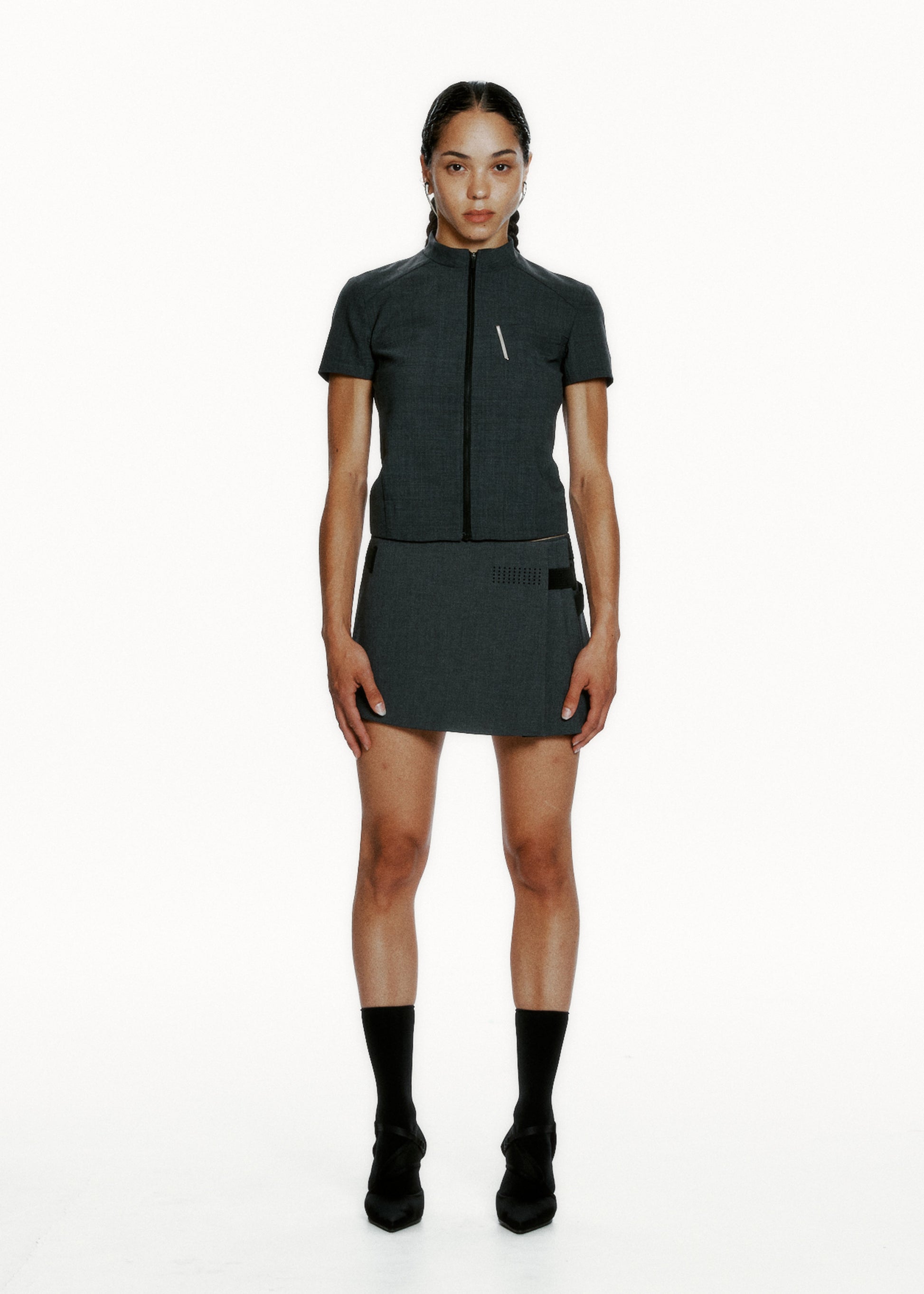 Hyein Seo - Pleated Wrap Skirt (Dark Grey) product image 3 | TRAB K-Fashion Australia