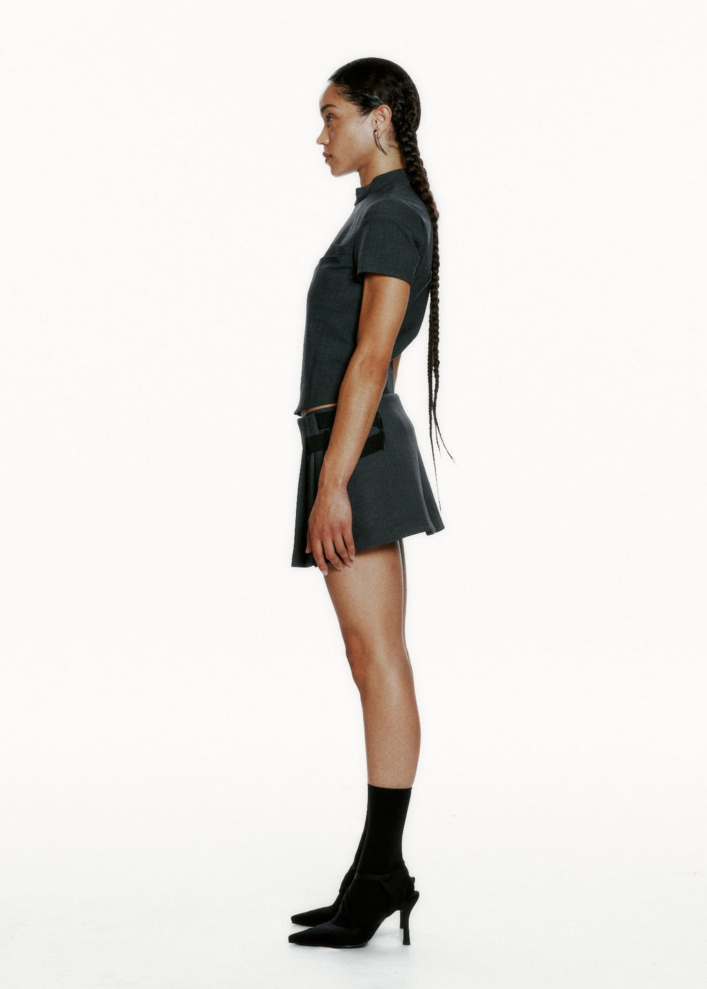 Hyein Seo - Pleated Wrap Skirt (Dark Grey) product image 2 | TRAB K-Fashion Australia