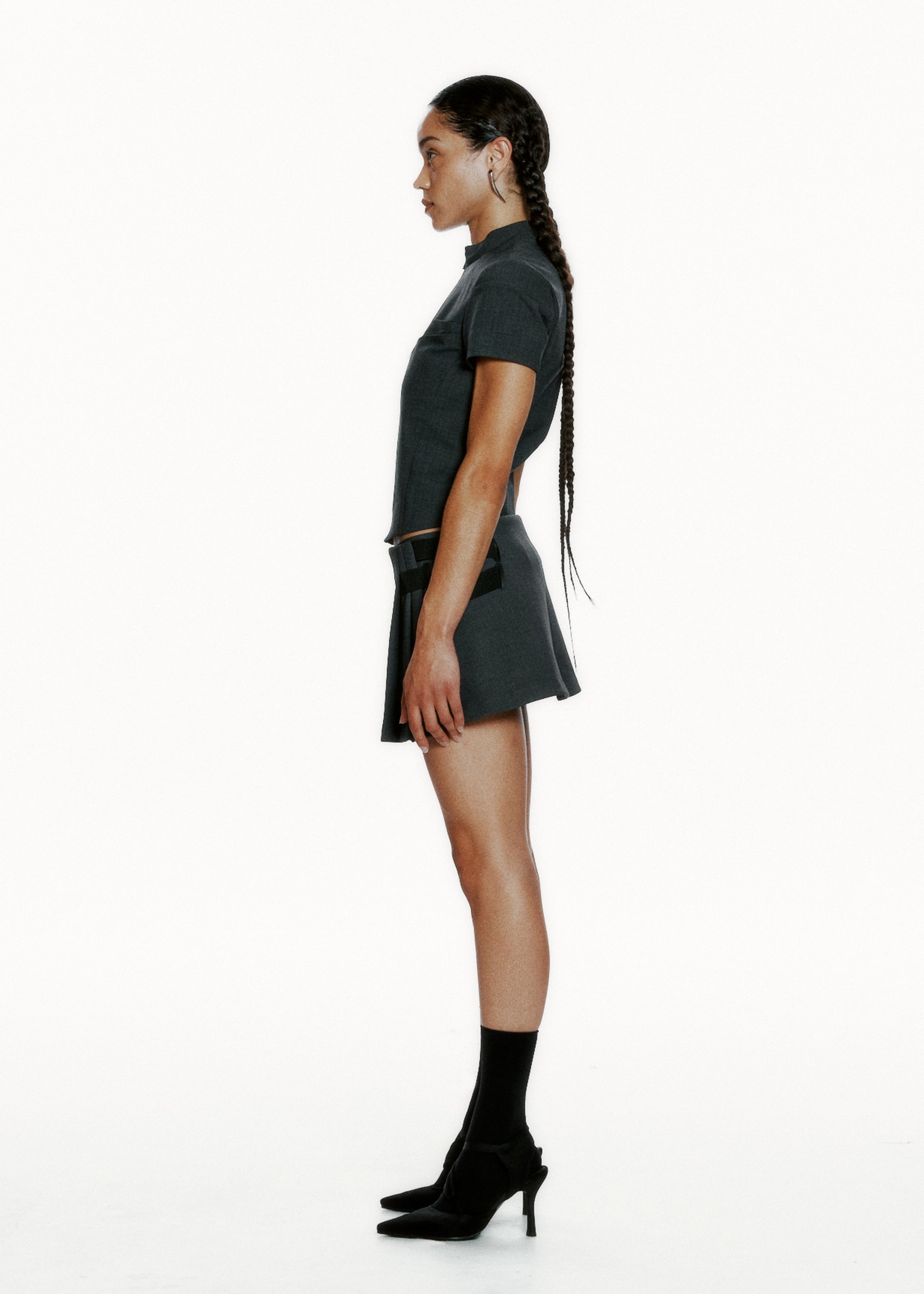 Hyein Seo - Pleated Wrap Skirt (Dark Grey) product image 2 | TRAB K-Fashion Australia