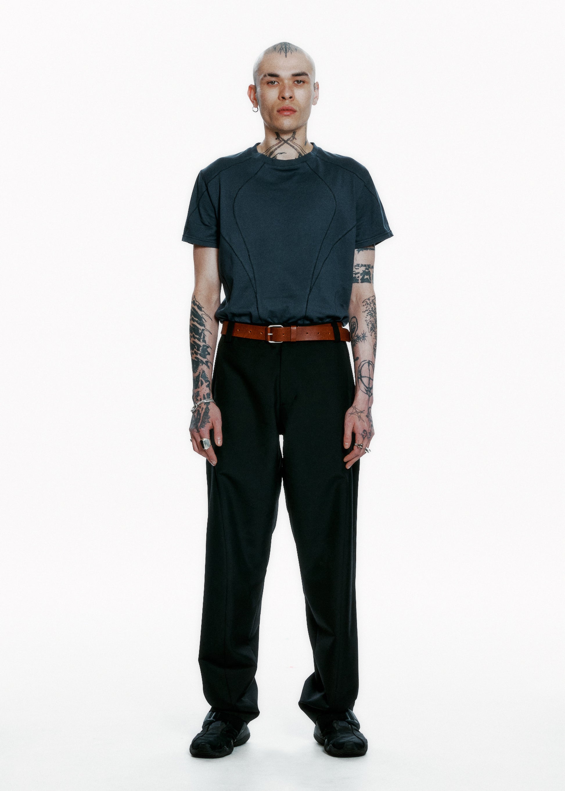 Hyein Seo - Serger Stitch T-Shirt (Fog Navy) product image 1 | TRAB K-Fashion Australia