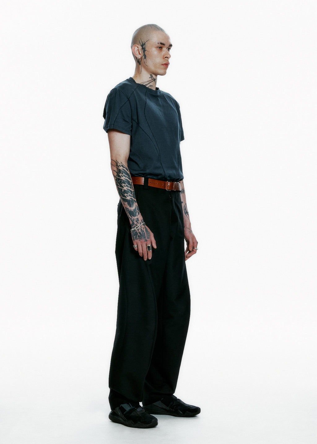 Hyein Seo - Serger Stitch T-Shirt (Fog Navy) product image 2 | TRAB K-Fashion Australia