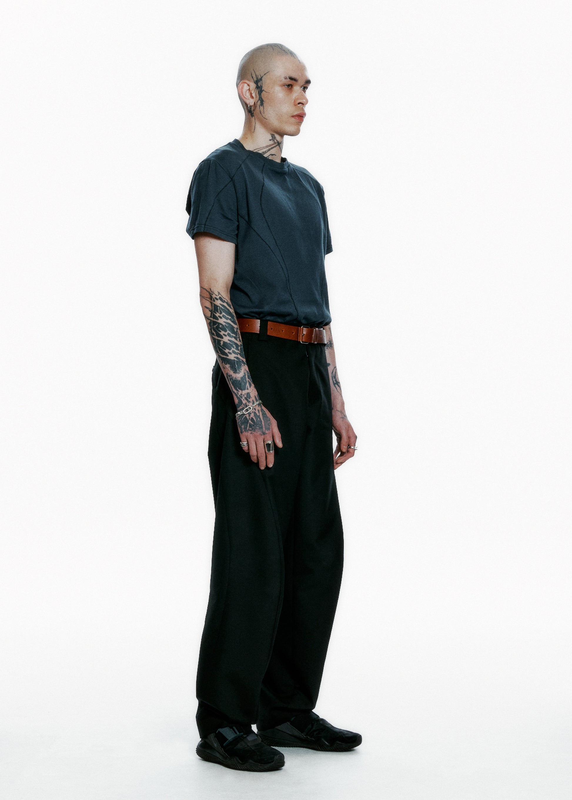 Hyein Seo - Serger Stitch T-Shirt (Fog Navy) product image 2 | TRAB K-Fashion Australia