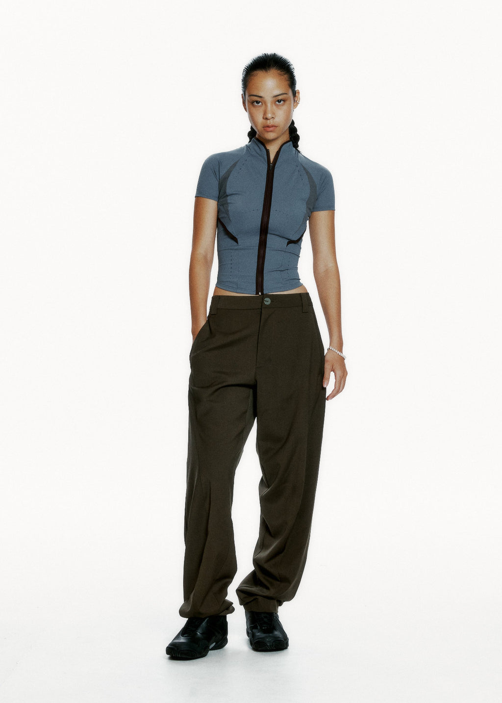 Hyein Seo - Slashed Zip Top (Fog Blue) product image 1 | TRAB K-Fashion Australia