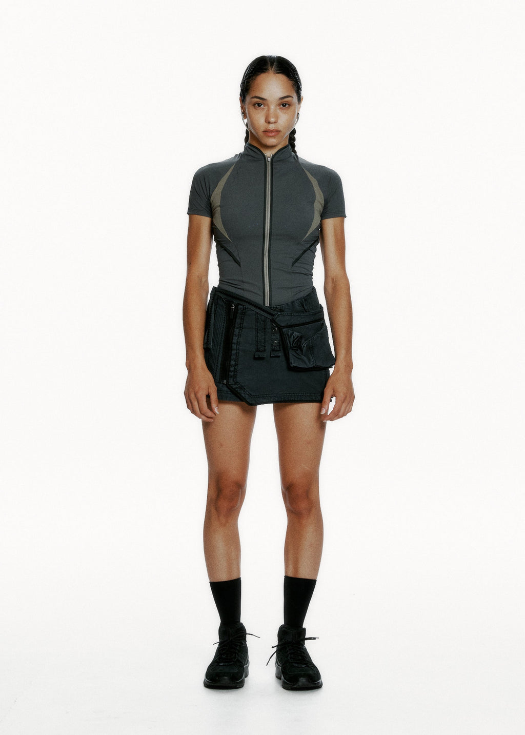 Hyein Seo - Slashed Zip Top (Khaki) product image 3 | TRAB K-Fashion Australia