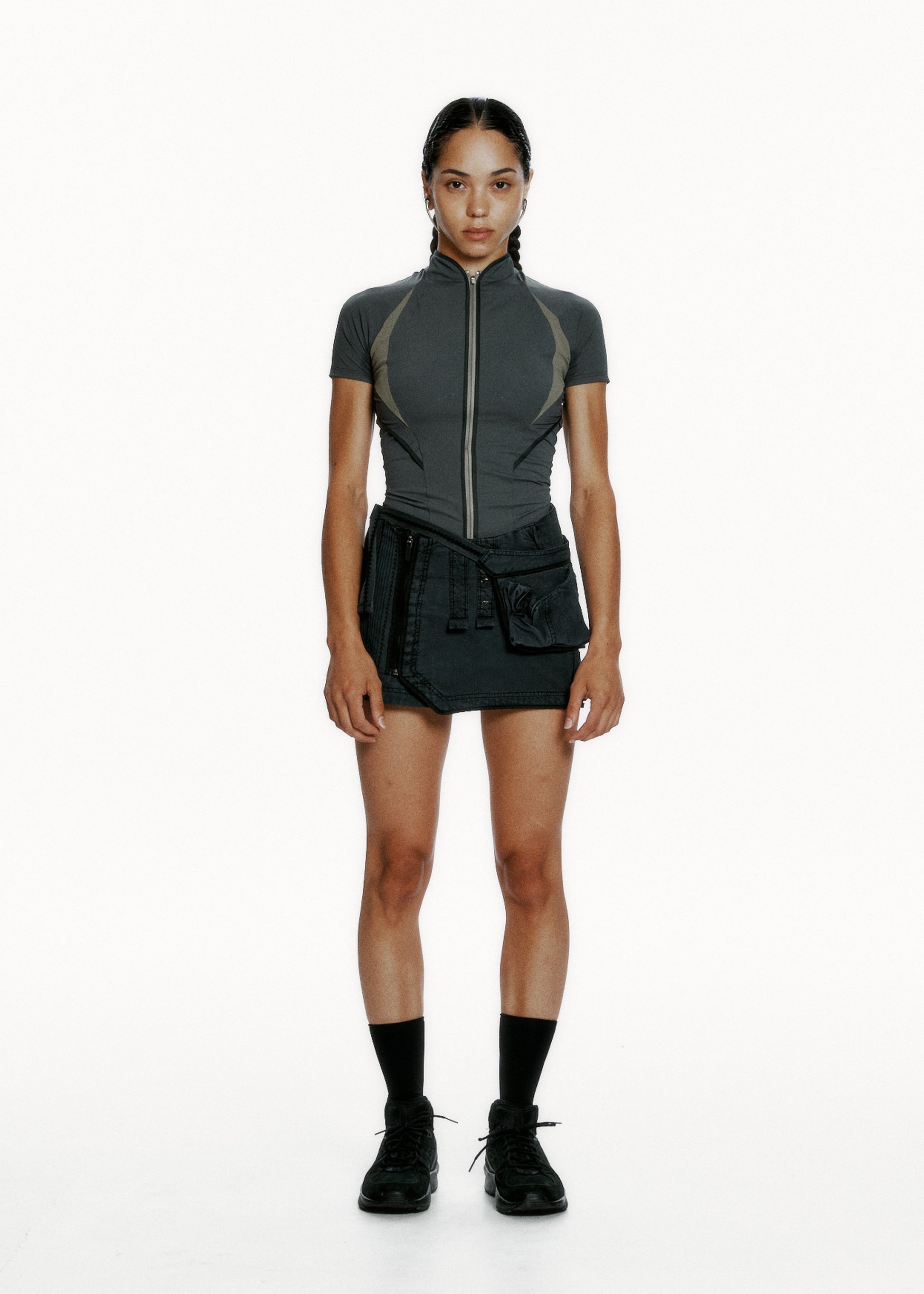 Hyein Seo - Slashed Zip Top (Khaki) product image 3 | TRAB K-Fashion Australia