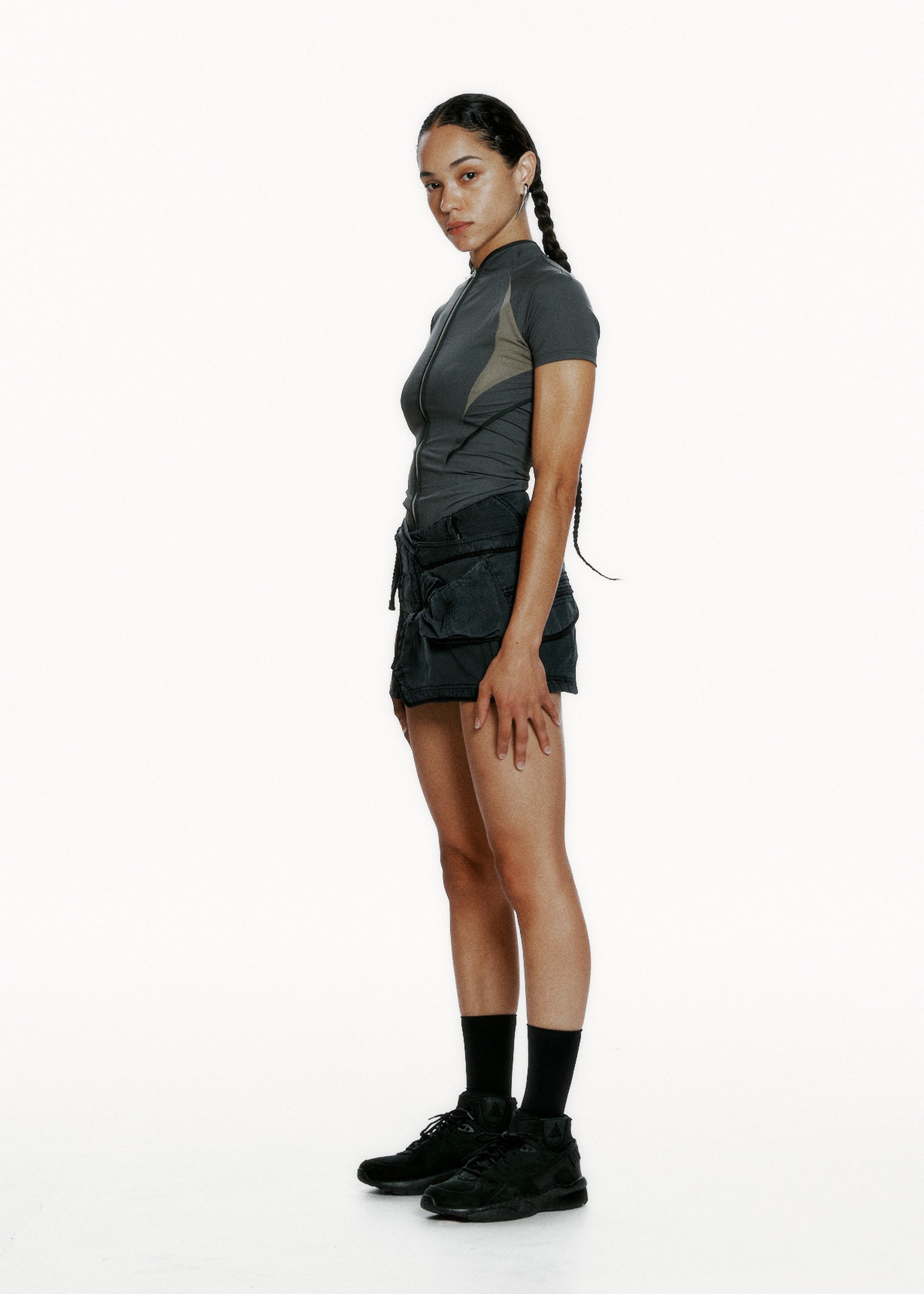 Hyein Seo - Slashed Zip Top (Khaki) product image 1 | TRAB K-Fashion Australia