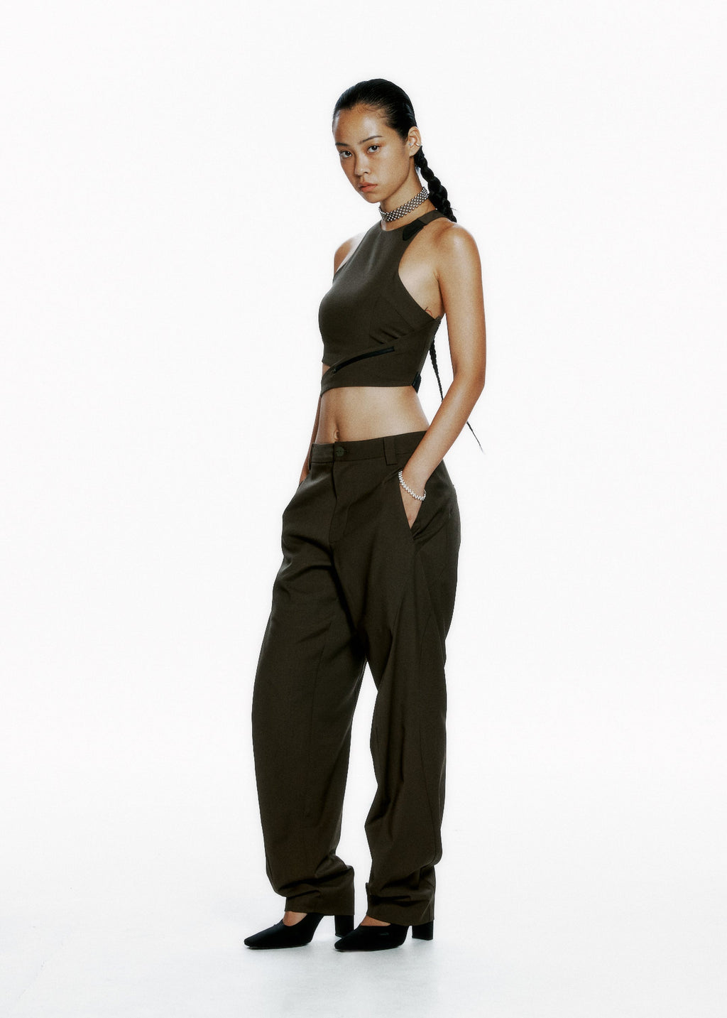 Hyein Seo - Cinched Halter Top (Khaki) product image 1 | TRAB K-Fashion Australia