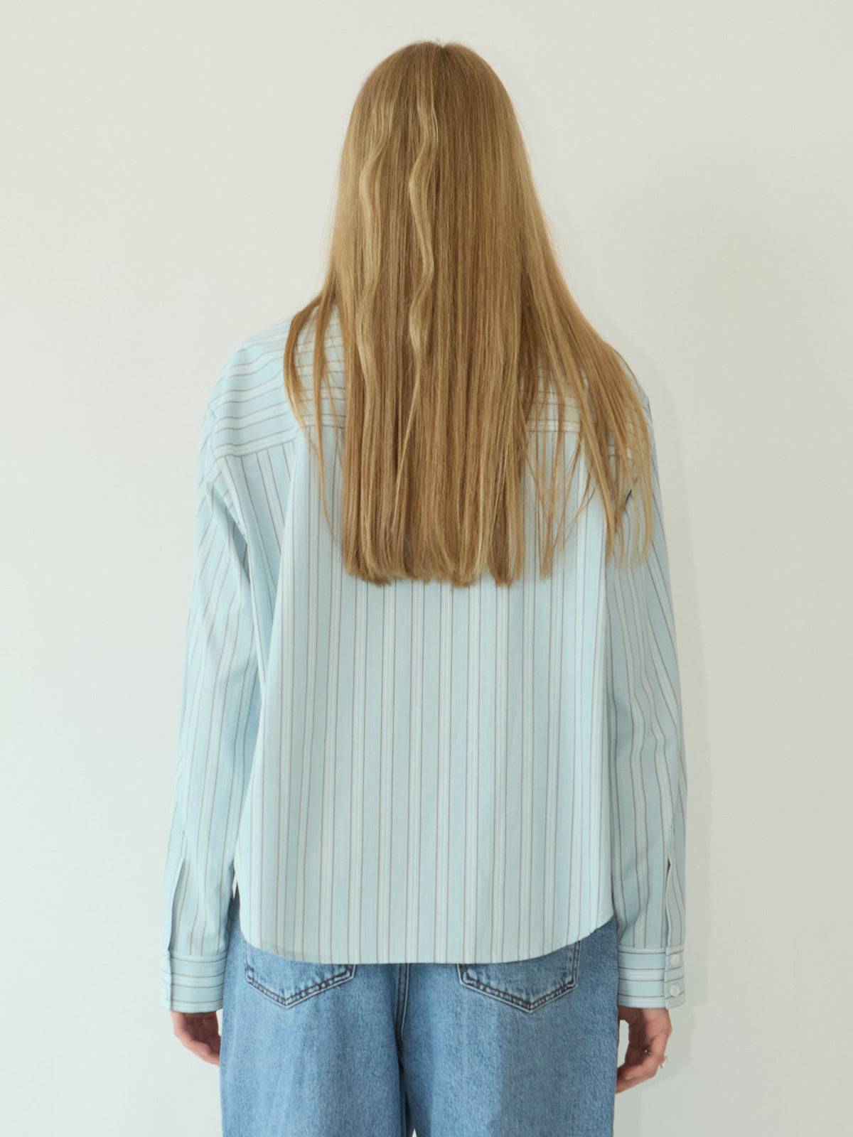 Kimhe Kim - Rose Embroidered Striped Shirt (Blue) product image 4 | TRAB K-Fashion Australia