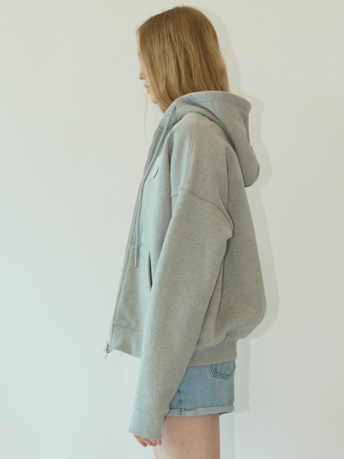 Kimhe Kim - Heart Patch Zip-Up Hoodie (Melange Grey) product image 3 | TRAB K-Fashion Australia