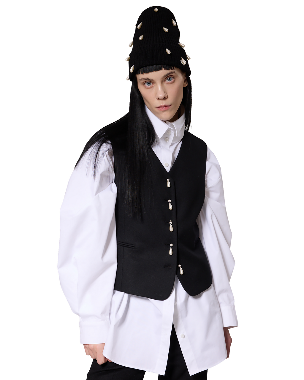 Kimhe Kim - Pearl Embellished Beanie (Black) product image 5 | TRAB K-Fashion Australia