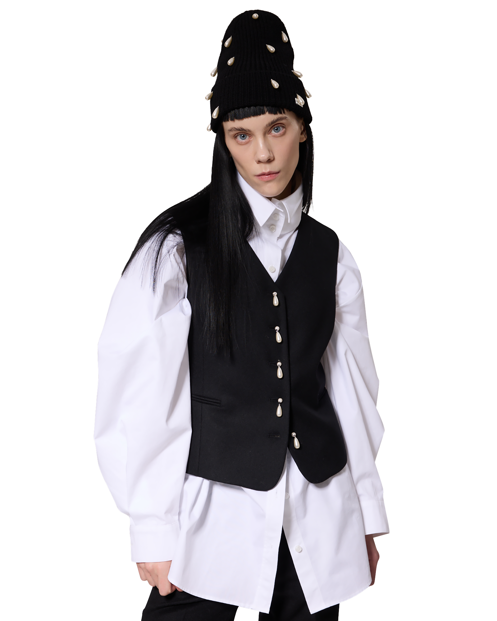 Kimhe Kim - Pearl Embellished Beanie (Black) product image 5 | TRAB K-Fashion Australia