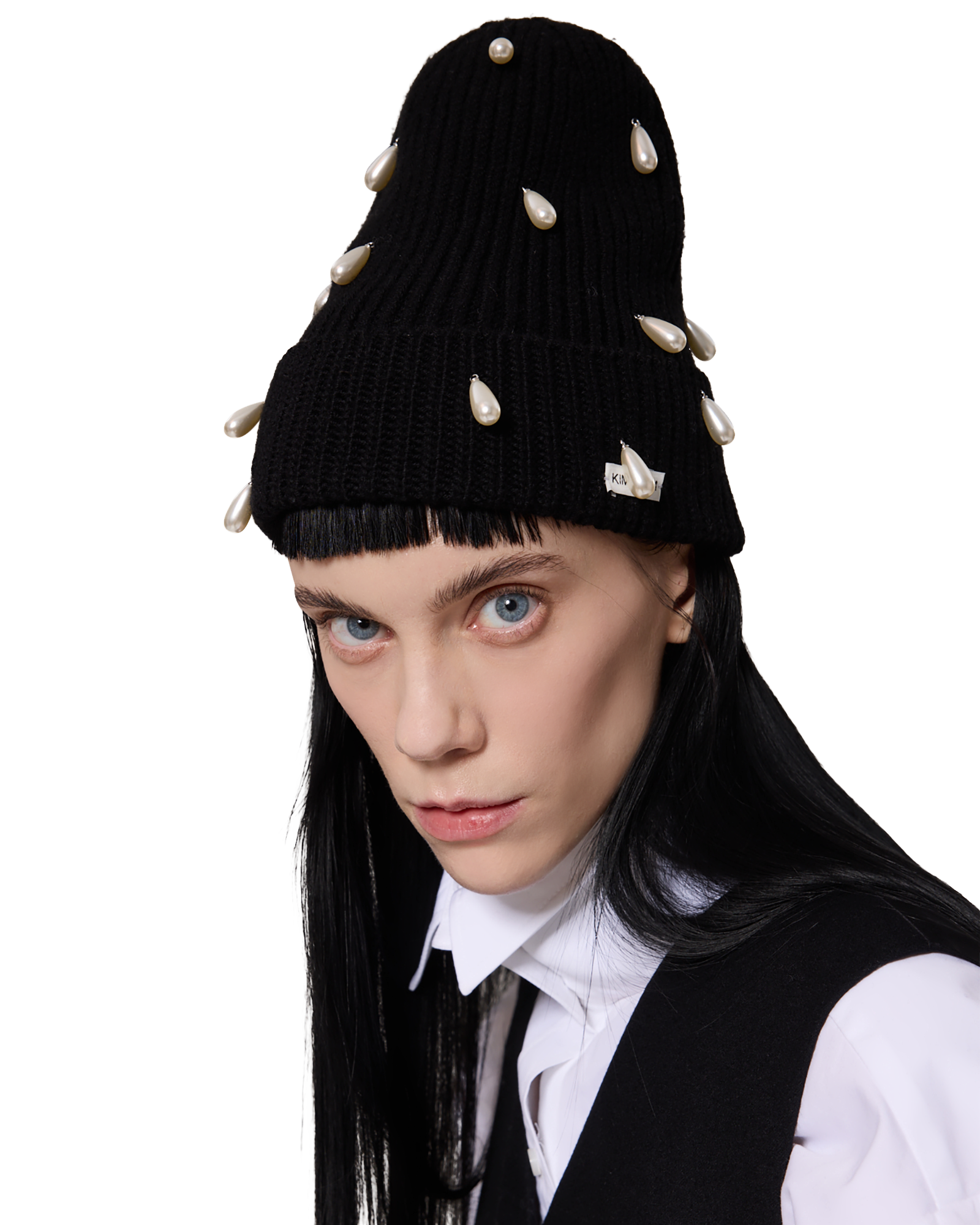 Kimhe Kim - Pearl Embellished Beanie (Black) product image 6 | TRAB K-Fashion Australia
