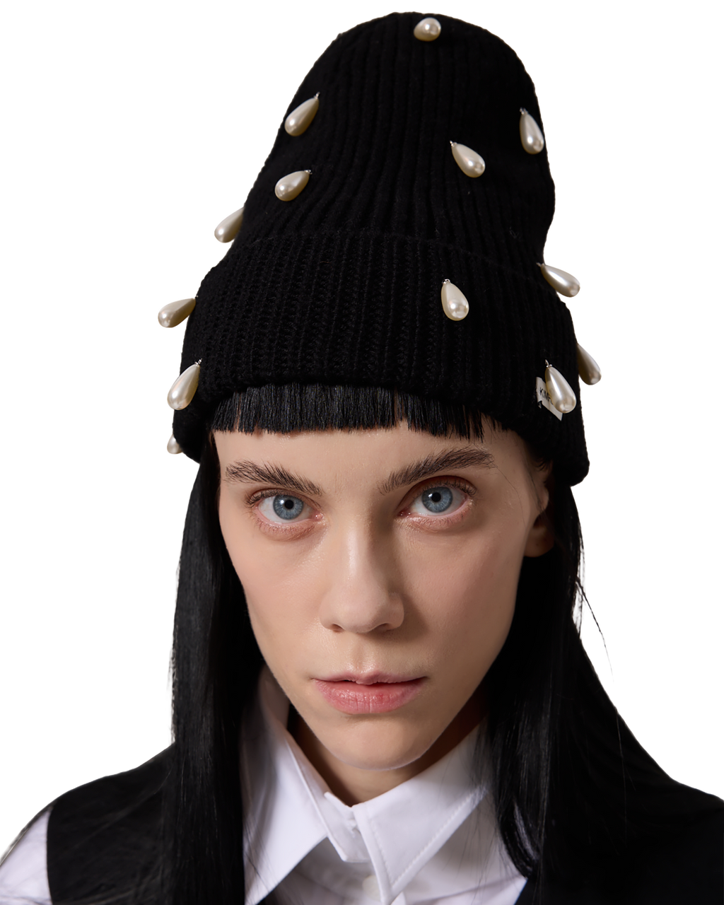 Kimhe Kim - Pearl Embellished Beanie (Black) product image 1 | TRAB K-Fashion Australia