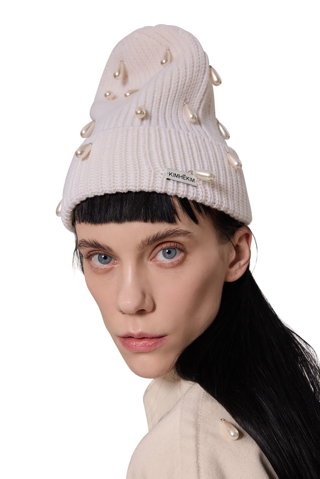 Kimhe Kim - Pearl Embellished Beanie (White) product image 1 | TRAB K-Fashion Australia