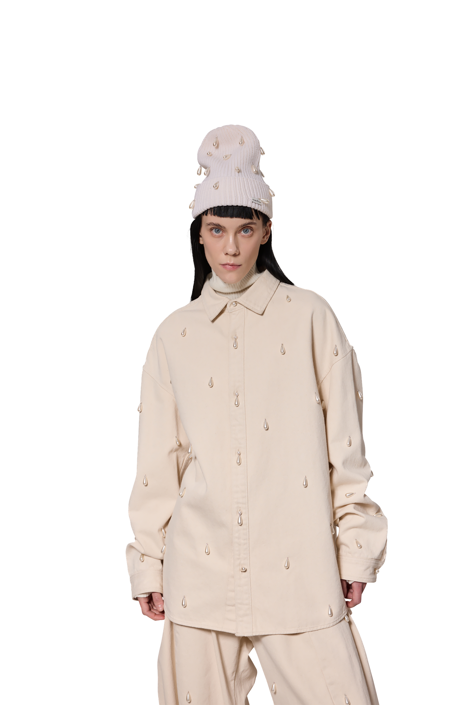 Kimhe Kim - Pearl Embellished Beanie (White) product image 7 | TRAB K-Fashion Australia