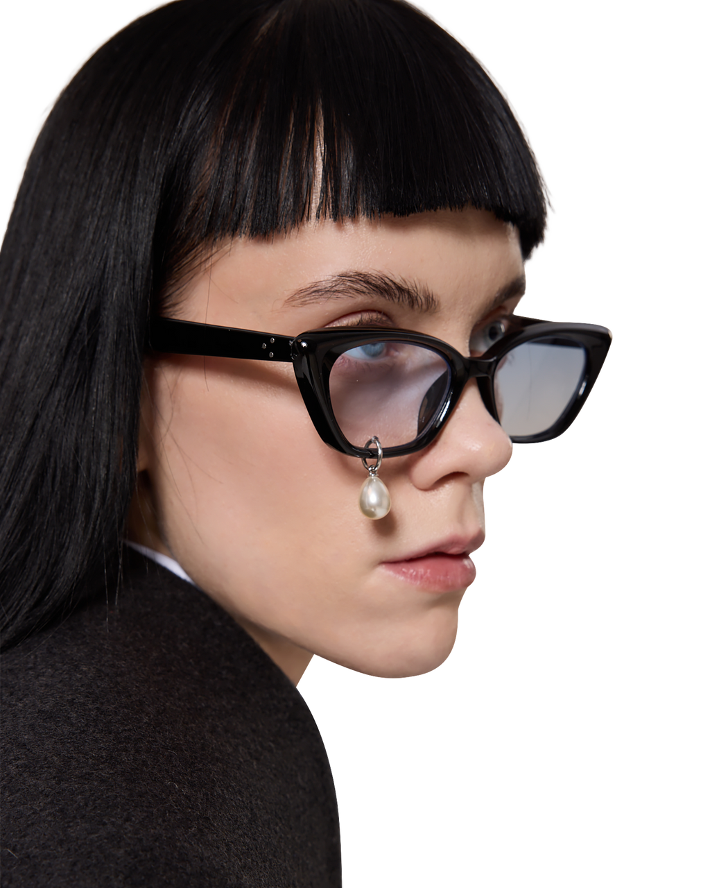 Kimhe Kim - Pearl Tear Cat-Eye Glasses (Black) product image 1 | TRAB K-Fashion Australia