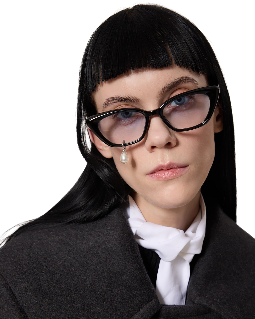 Kimhe Kim - Pearl Tear Cat-Eye Glasses (Black) product image 2 | TRAB K-Fashion Australia