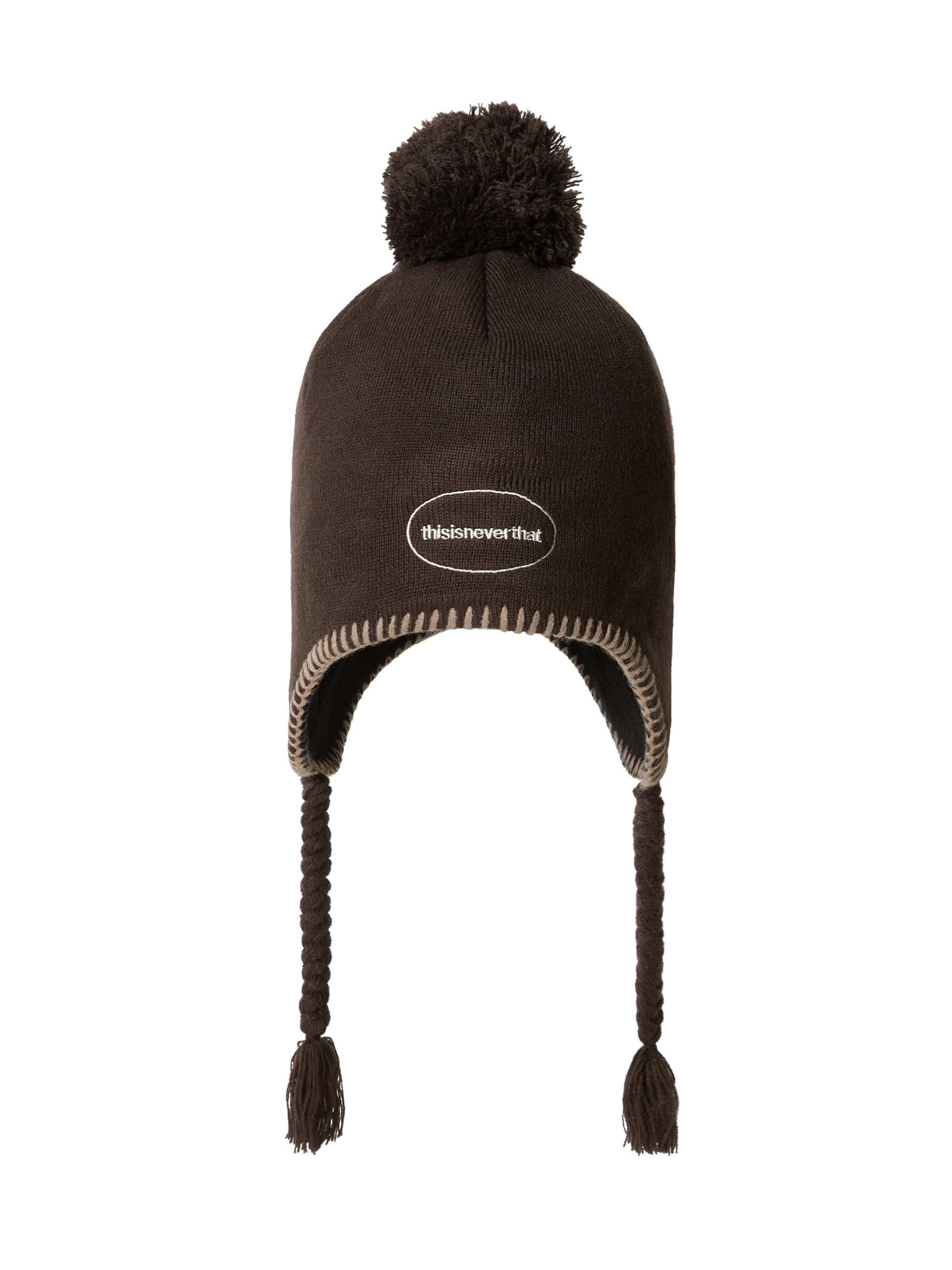 thisisneverthat - Pom Earflap Beanie (brown) product image 2 | TRAB K-Fashion Australia