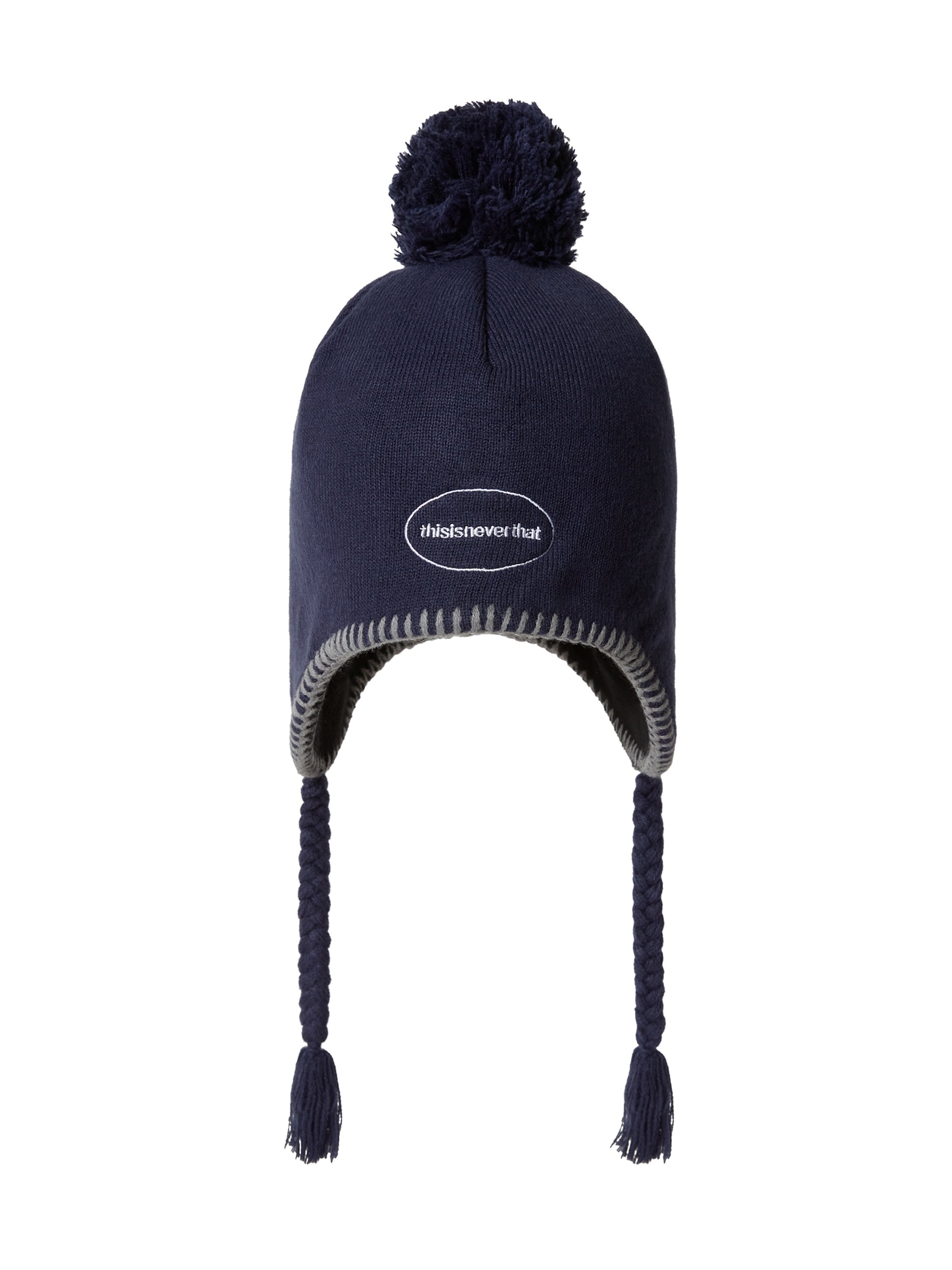 thisisneverthat - Pom Earflap Beanie (navy) product image 2 | TRAB K-Fashion Australia