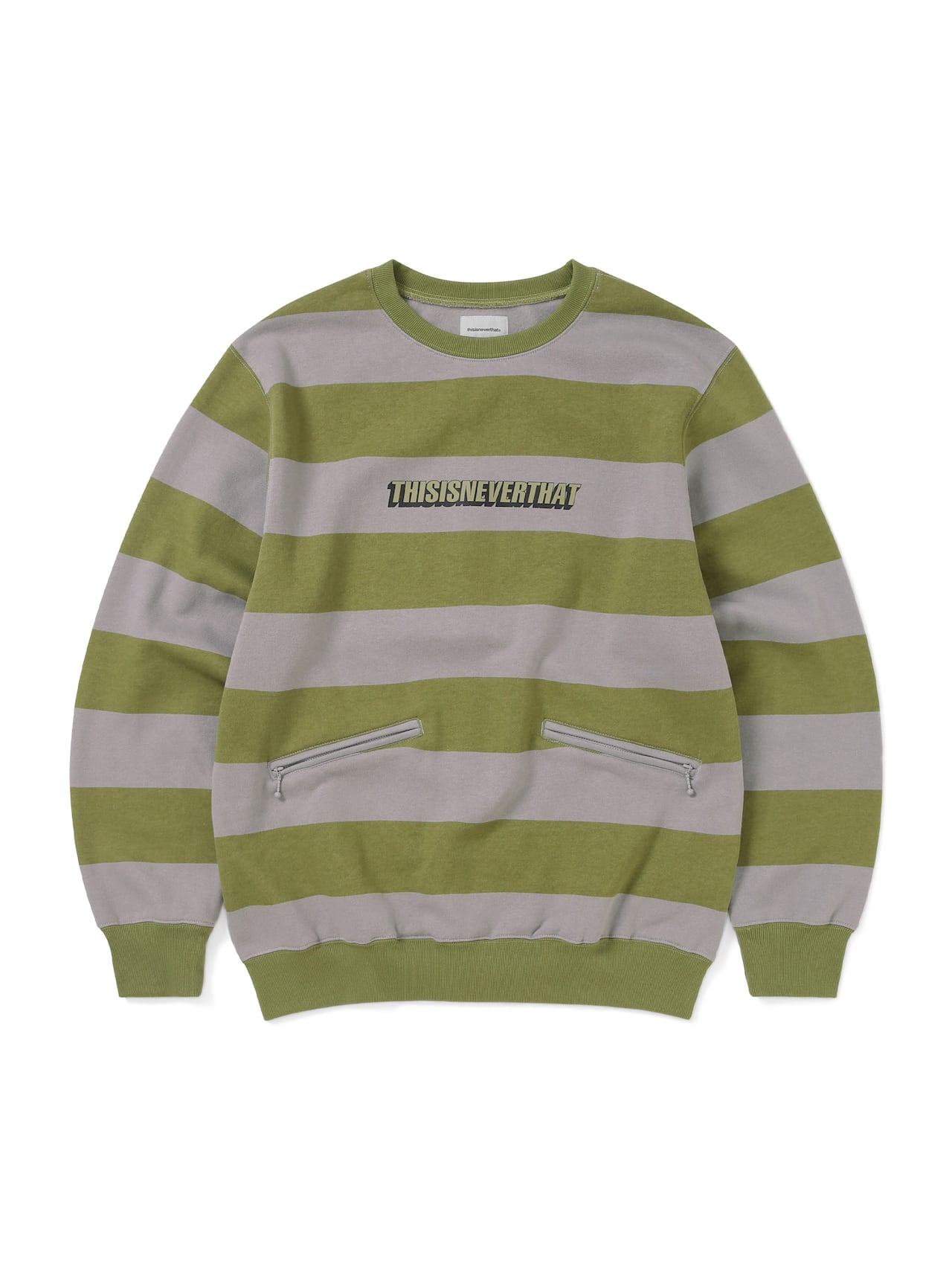 thisisneverthat - Printed Stripe Crewneck (Grey) product image 1 | TRAB K-Fashion Australia