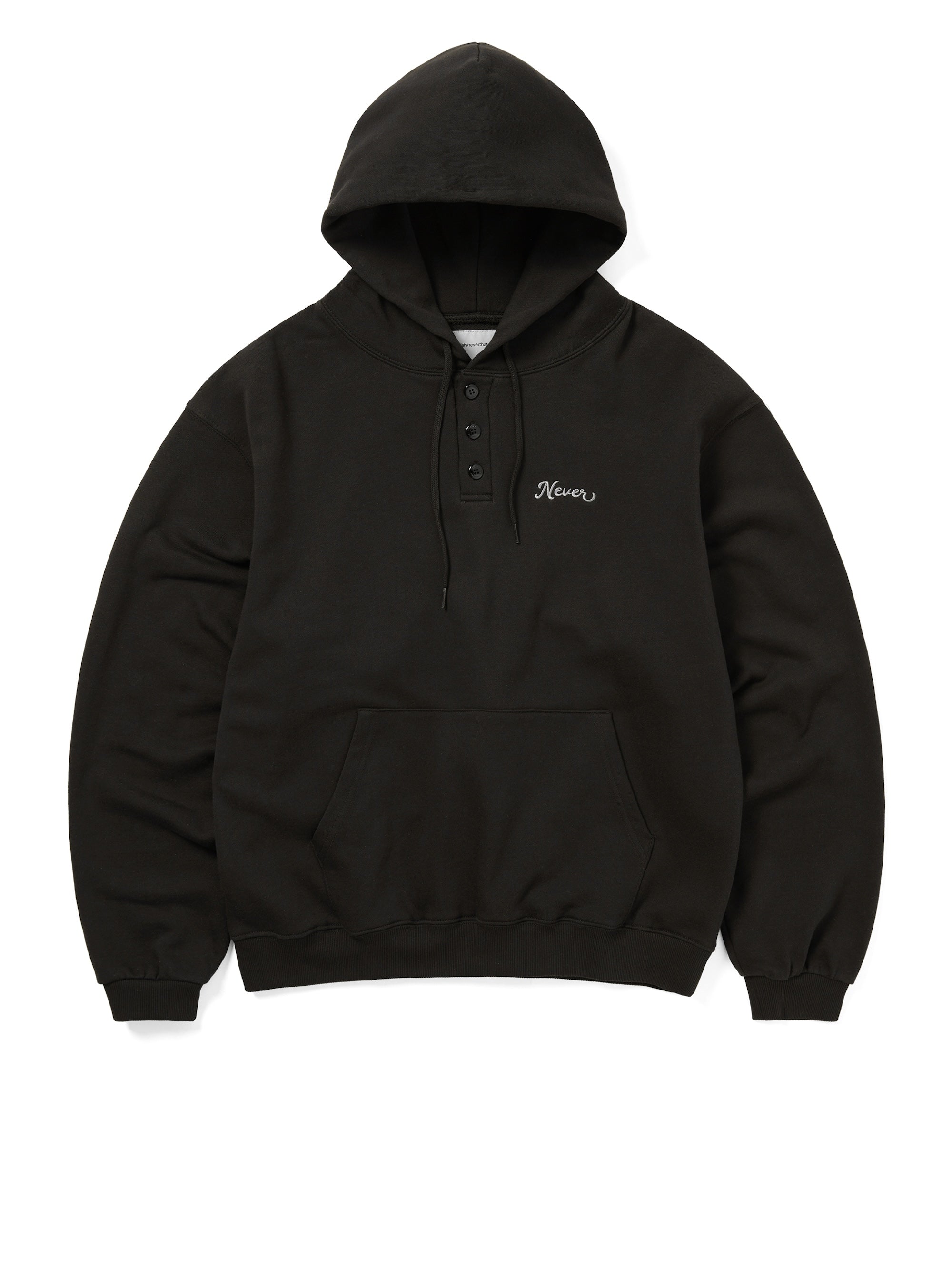 thisisneverthat - Quarter Button Hoodie (Off Black) product image 1 | TRAB K-Fashion Australia