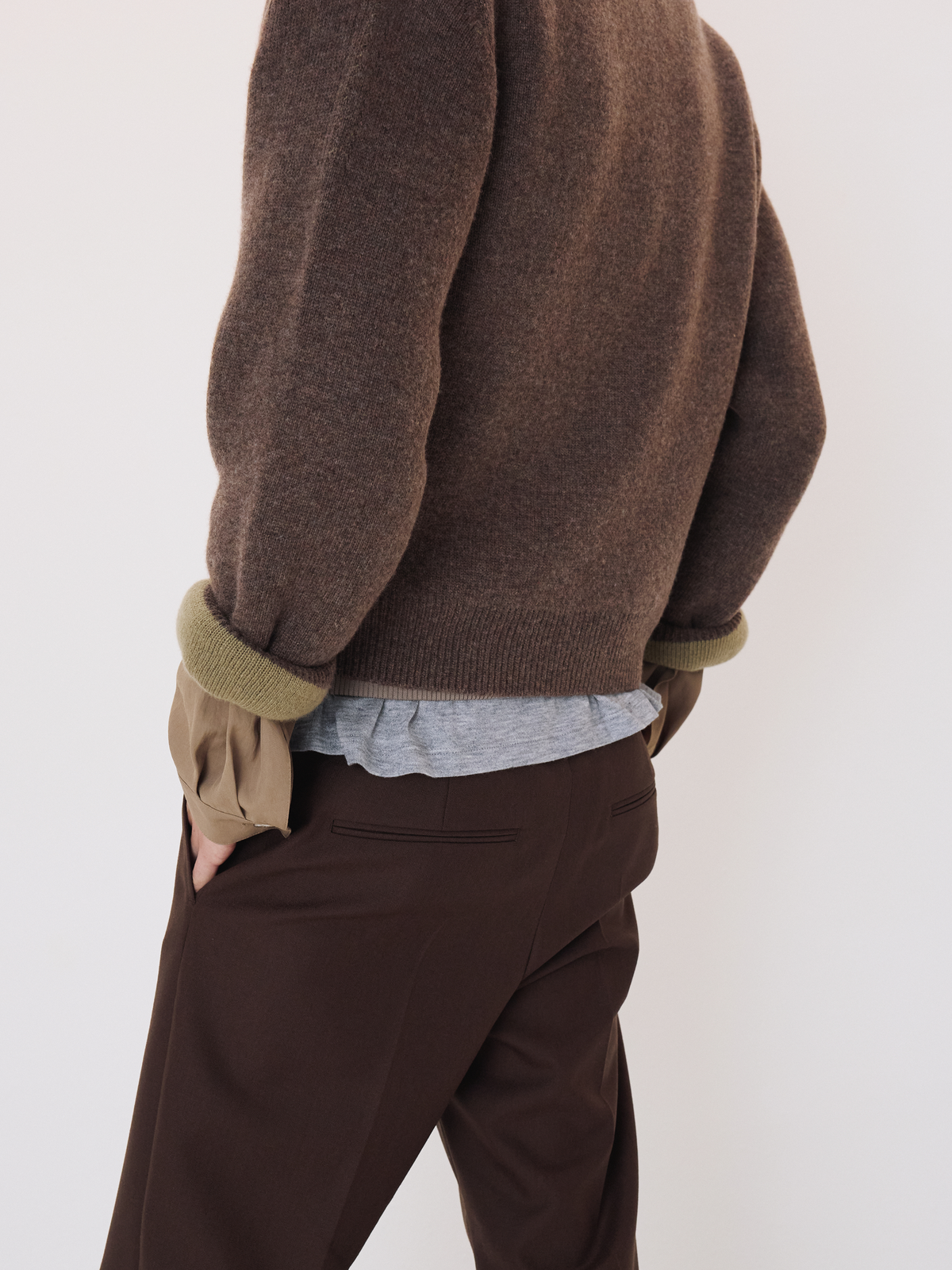 Recto - Double Face Contrast Cardigan (Taupe Brown) product image 4 | TRAB K-Fashion Australia