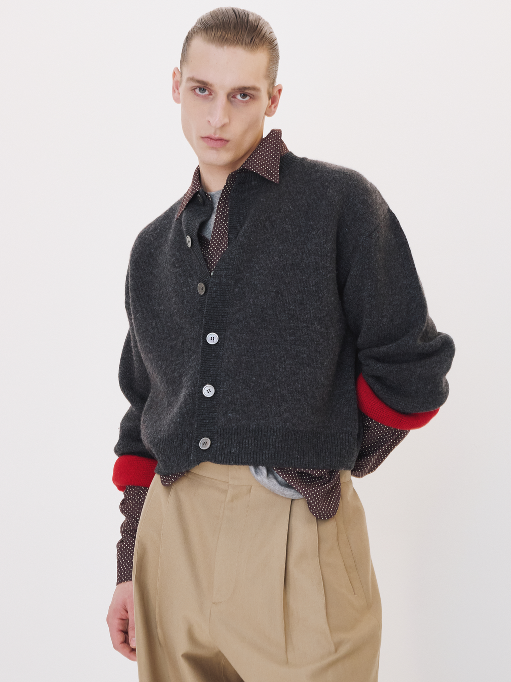 Recto - Double Face Contrast Cardigan (Charcoal Grey) product image 1 | TRAB K-Fashion Australia