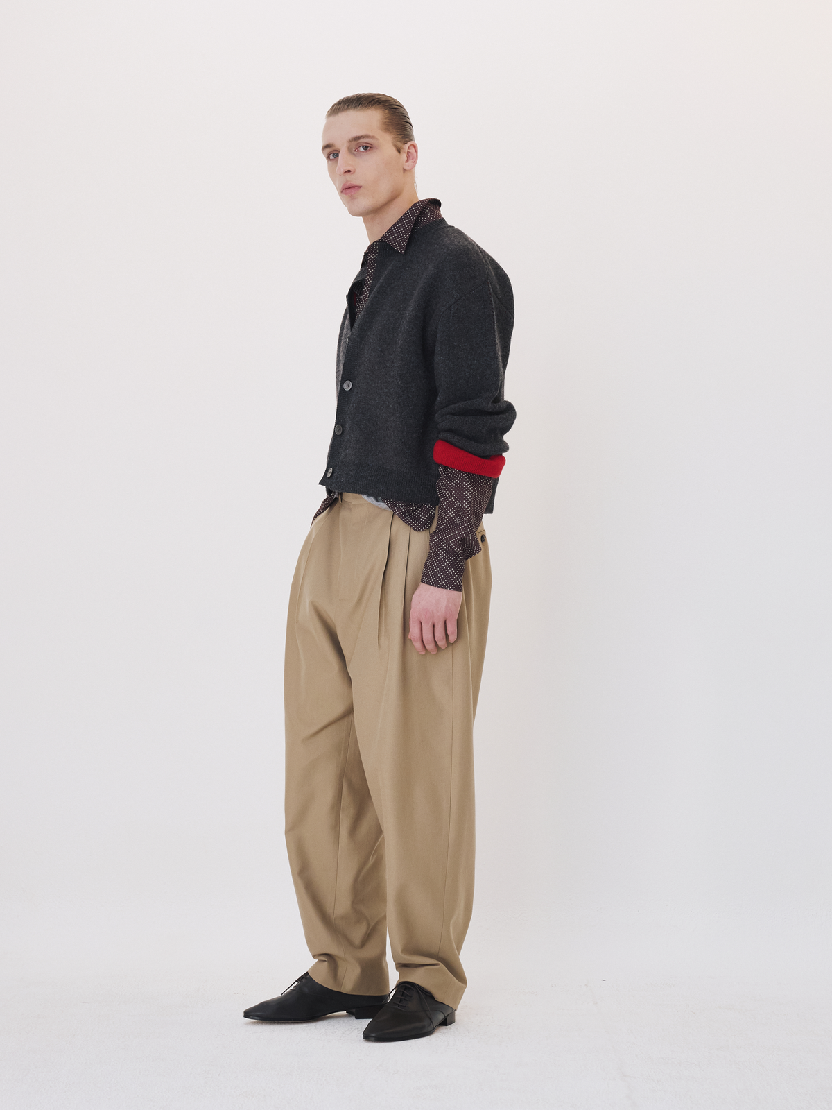 Recto - Double Face Contrast Cardigan (Charcoal Grey) product image 2 | TRAB K-Fashion Australia