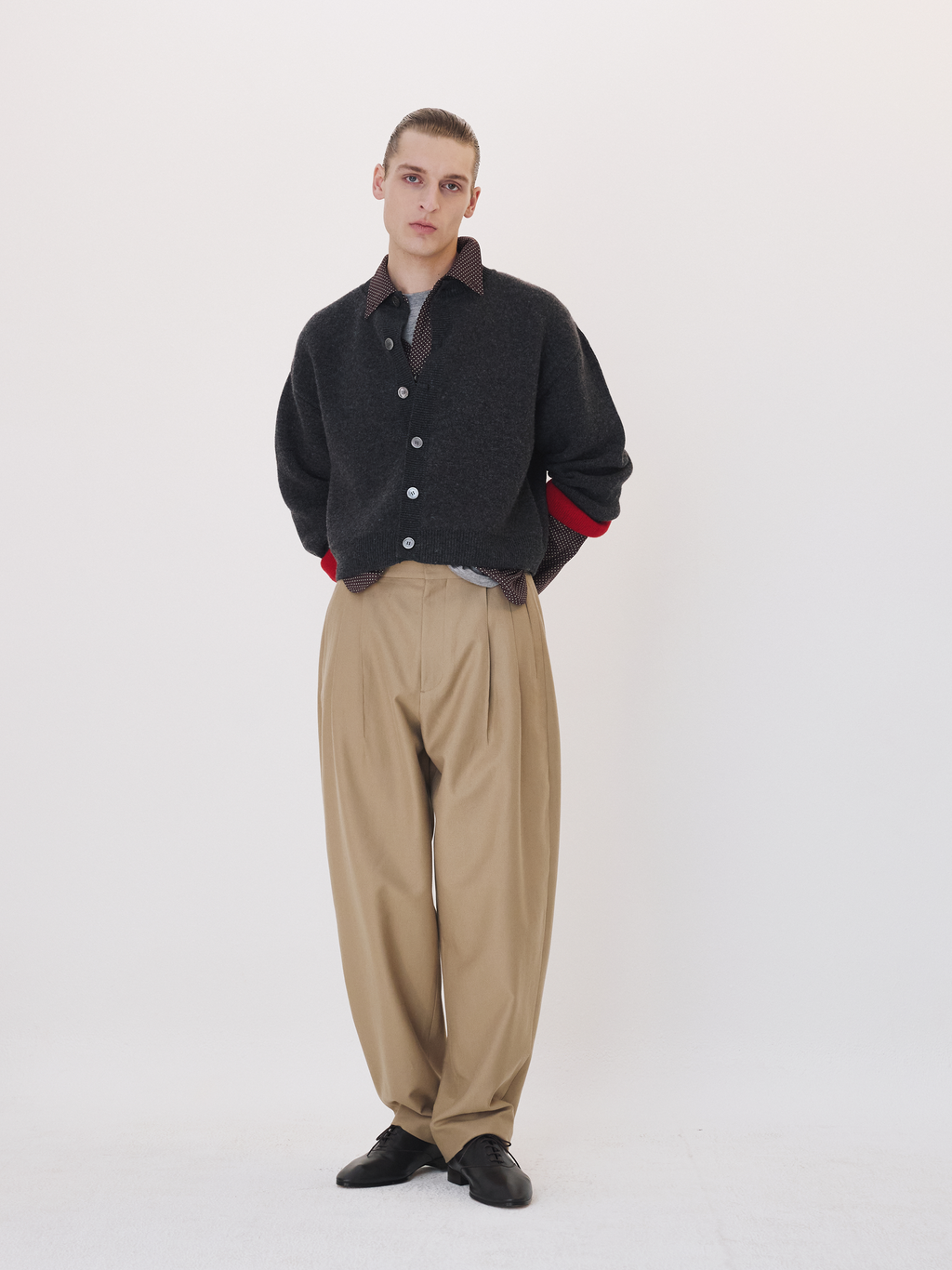Recto - Double Face Contrast Cardigan (Charcoal Grey) product image 3 | TRAB K-Fashion Australia