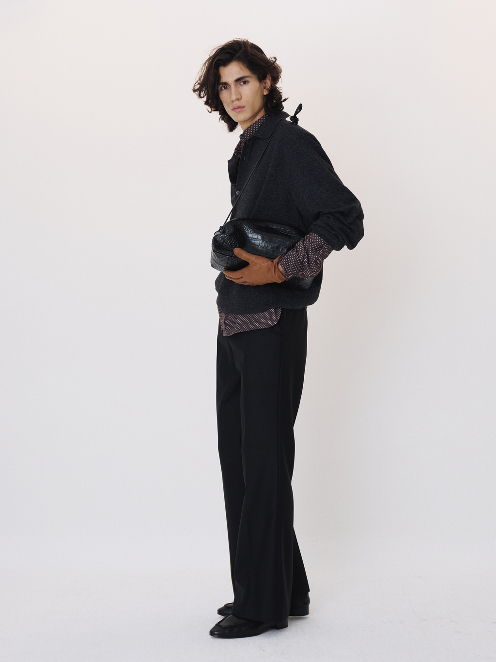 Recto - Double Shoulder Polo Knit Top (Charcoal Grey) product image 3 | TRAB K-Fashion Australia