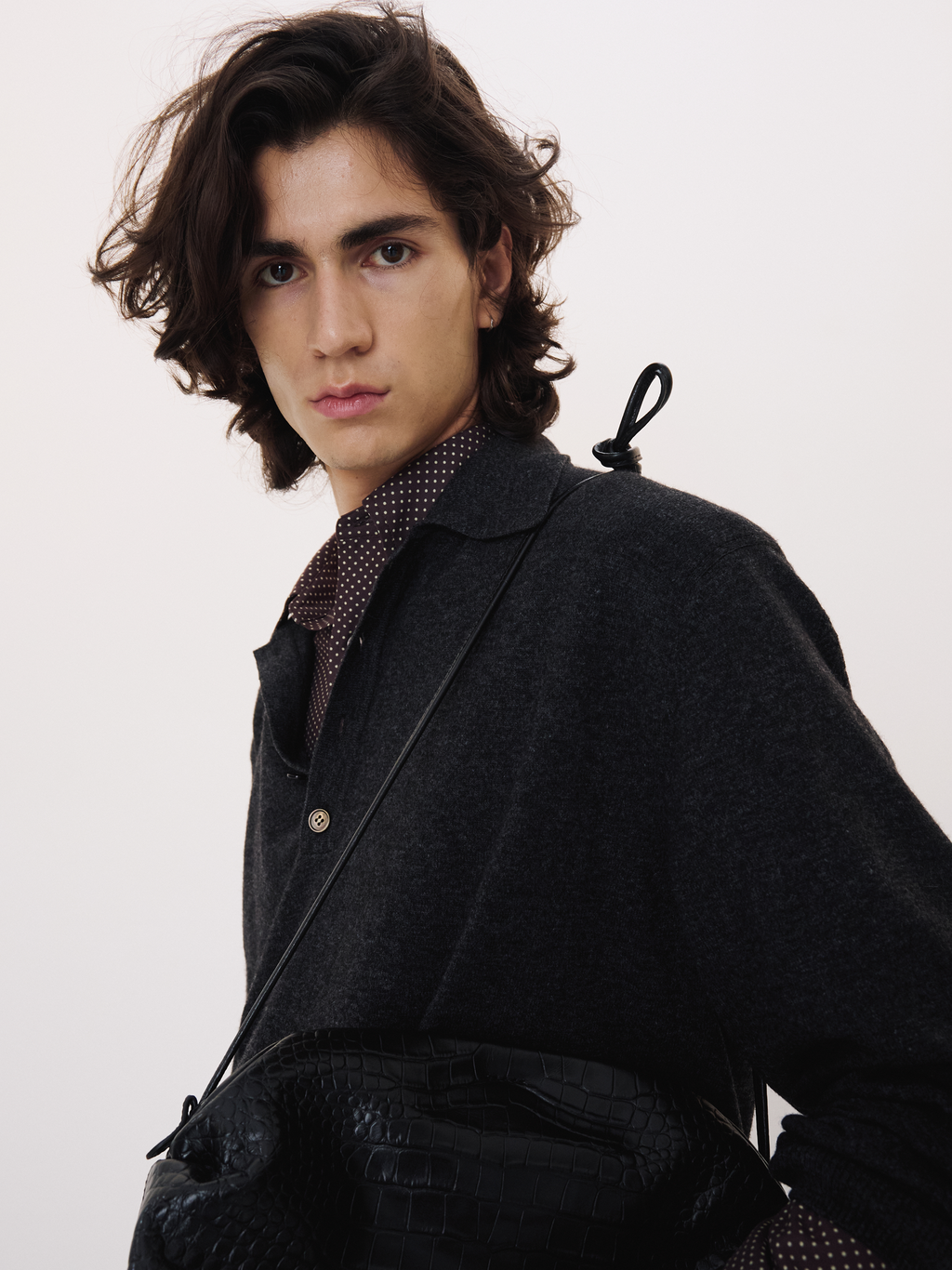 Recto - Double Shoulder Polo Knit Top (Charcoal Grey) product image 4 | TRAB K-Fashion Australia