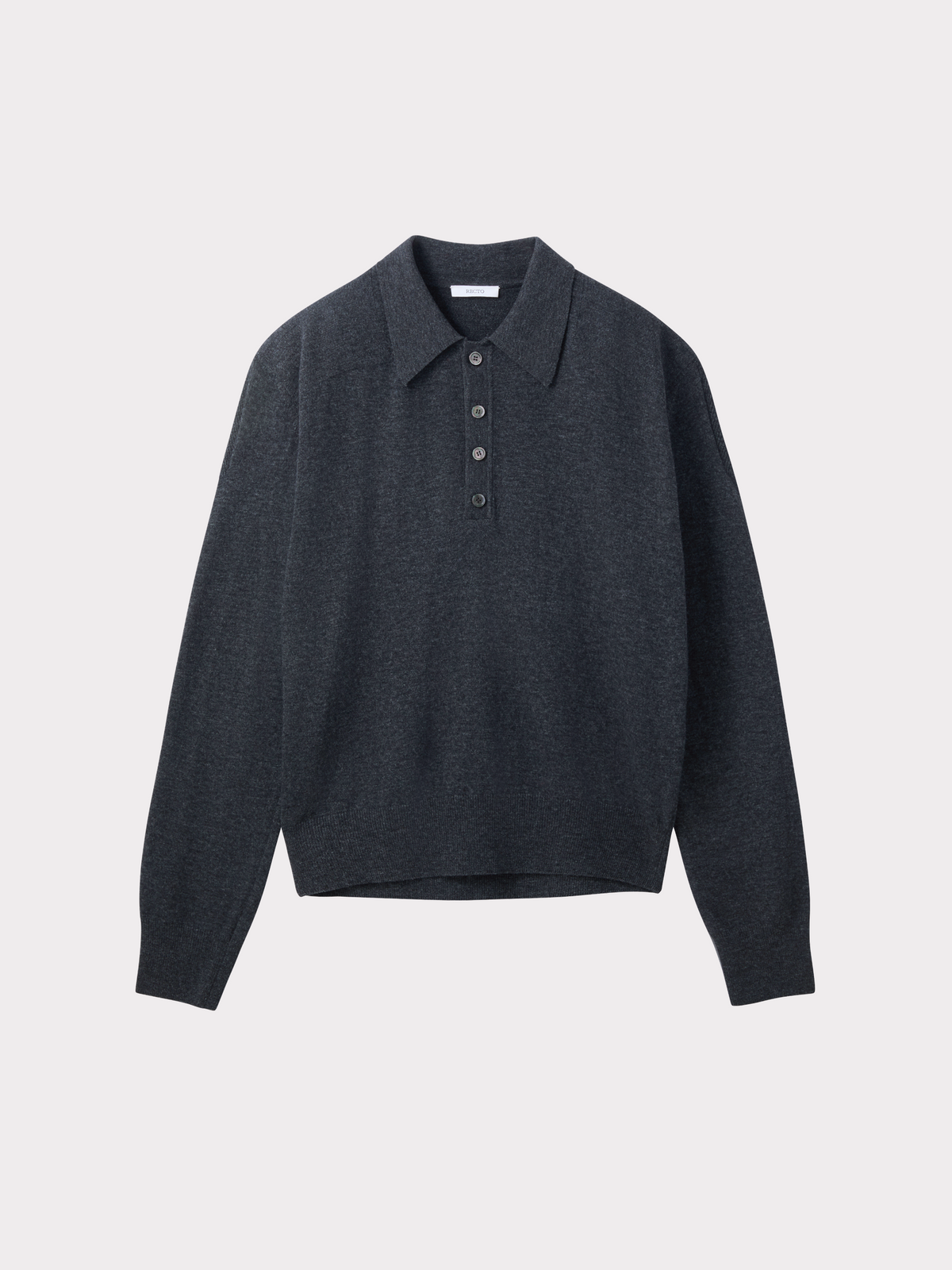Recto - Double Shoulder Polo Knit Top (Charcoal Grey) product image 5 | TRAB K-Fashion Australia