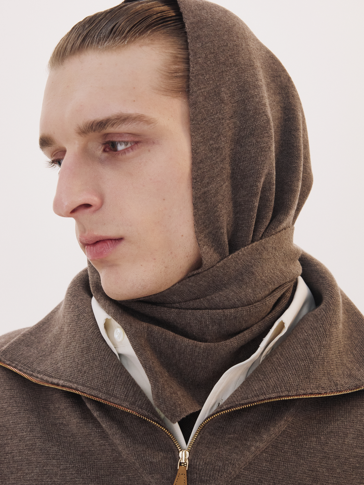 Recto - Half Zip Knit Jumper (Taupe Brown) product image 4 | TRAB K-Fashion Australia