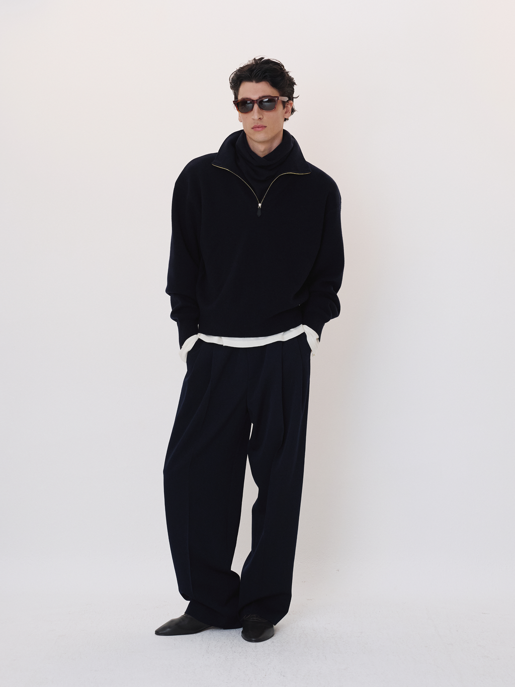 Recto - Half Zip Knit Jumper (Dark Navy) product image 2 | TRAB K-Fashion Australia