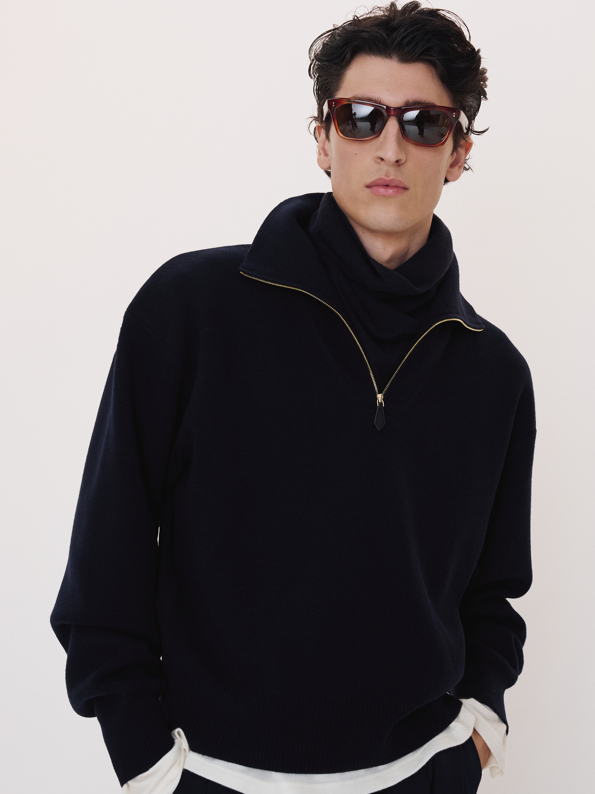 Recto - Half Zip Knit Jumper (Dark Navy) product image 1 | TRAB K-Fashion Australia