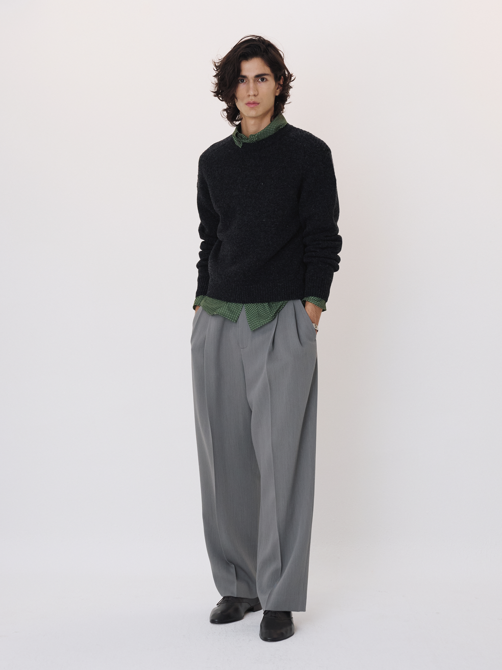 Recto - Shetland Wool Knit Top (Charcoal Grey) product image 2 | TRAB K-Fashion Australia
