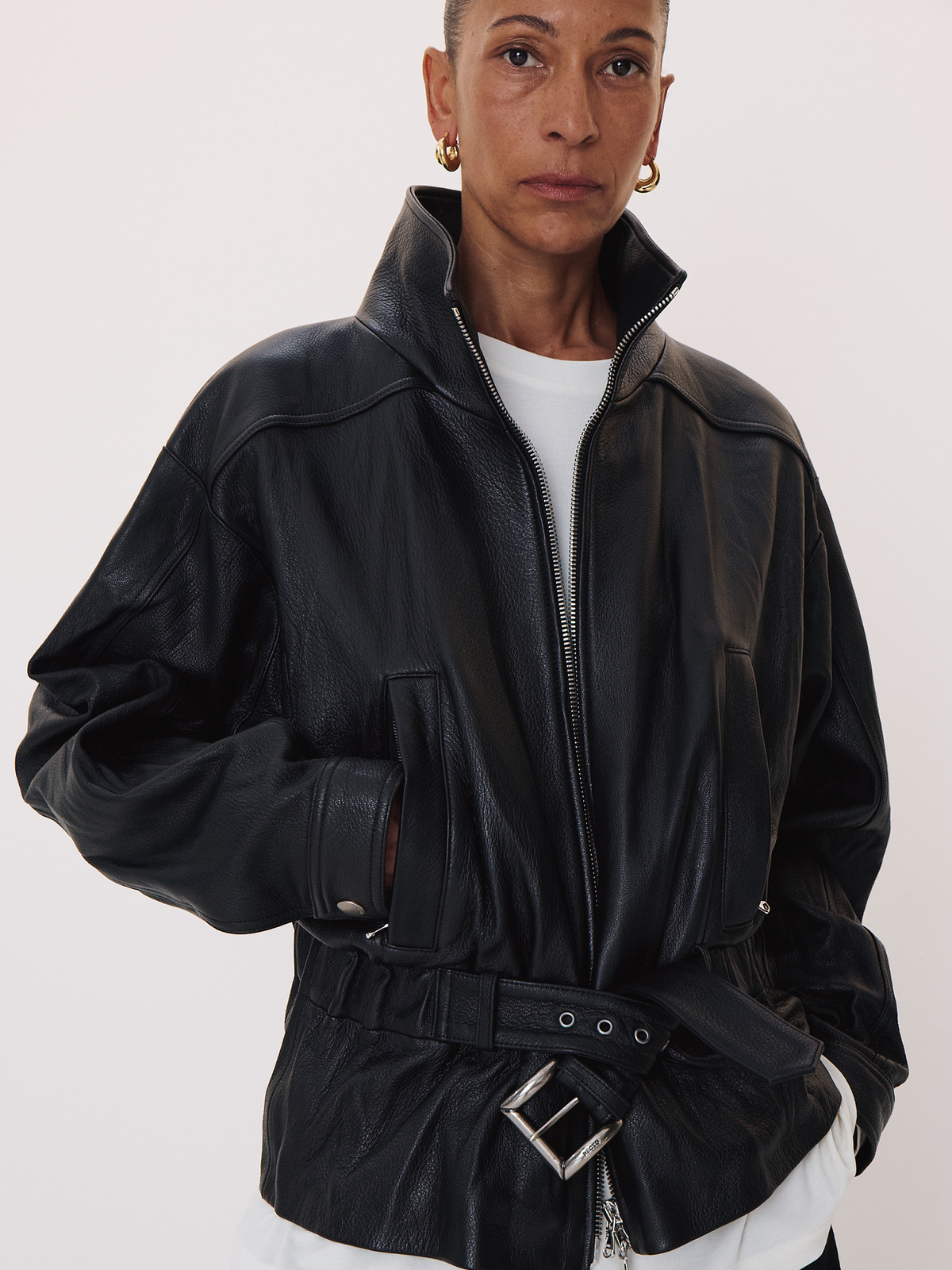 Recto - High Neck Belted Leather Jumper (Black) product image 2 | TRAB K-Fashion Australia