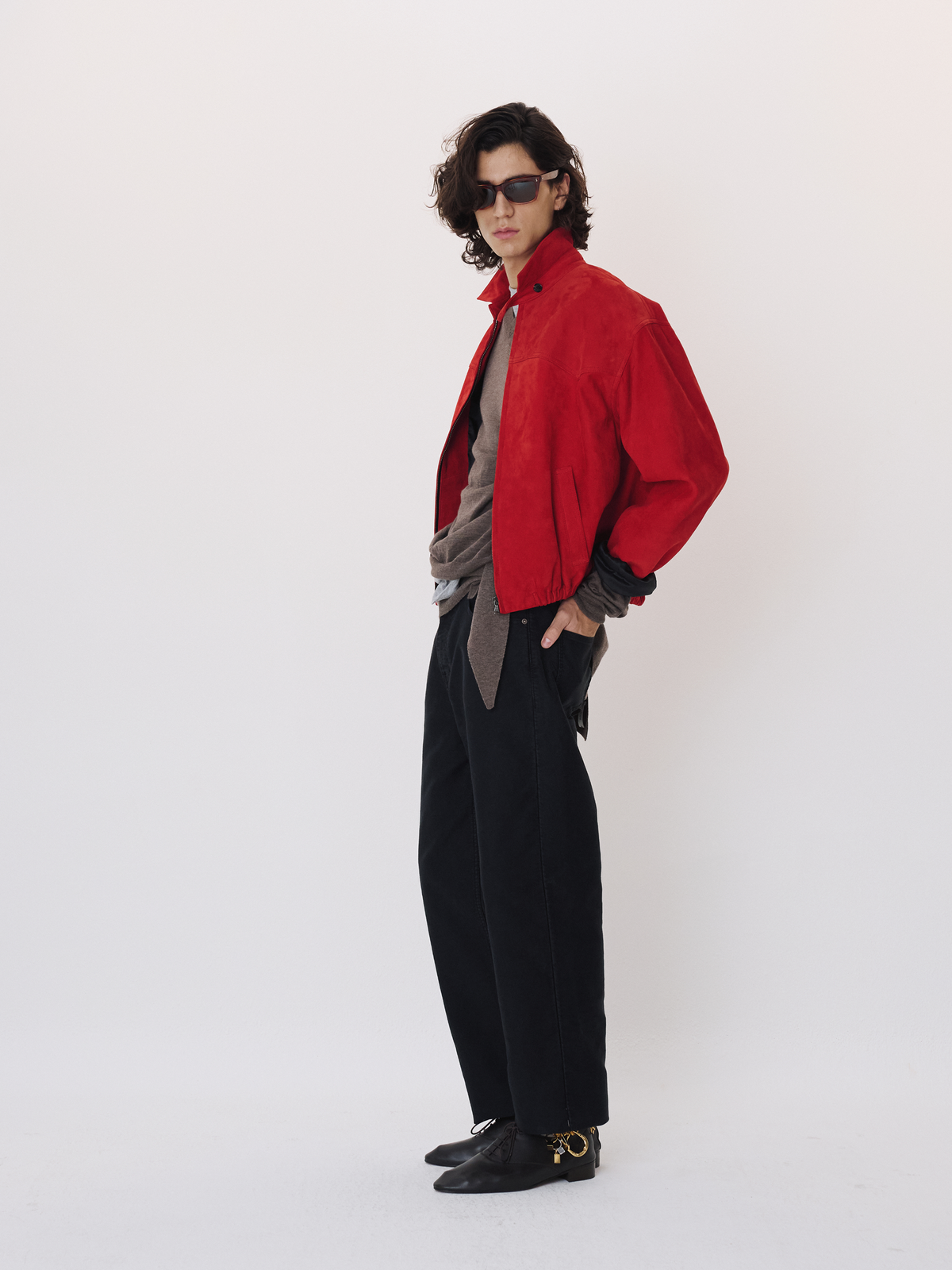 Recto - Suede Harrington Jumper (Scarlet Red) product image 1 | TRAB K-Fashion Australia