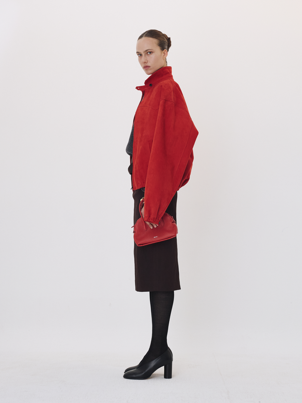 Recto - Suede Harrington Jumper (Scarlet Red) product image 3 | TRAB K-Fashion Australia