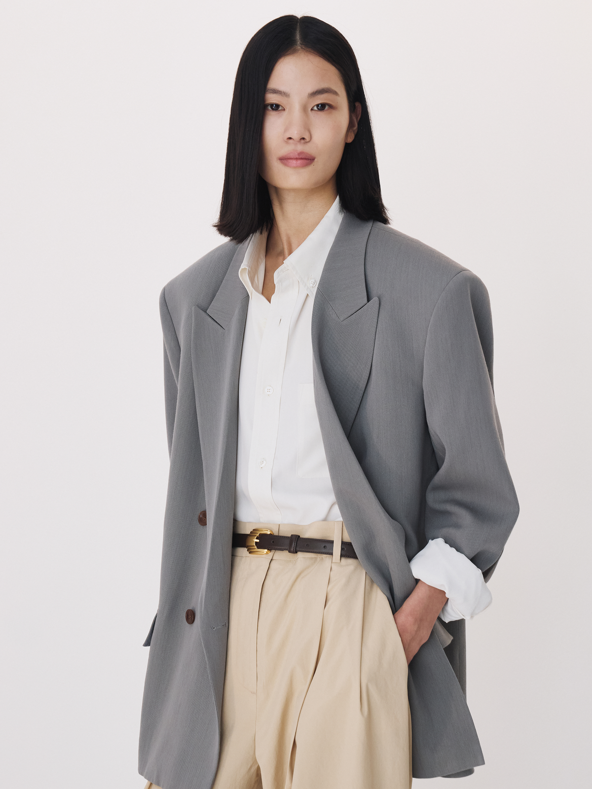 Recto - Classic Double Breasted Suit Jacket (Cool Grey) product image 1 | TRAB K-Fashion Australia