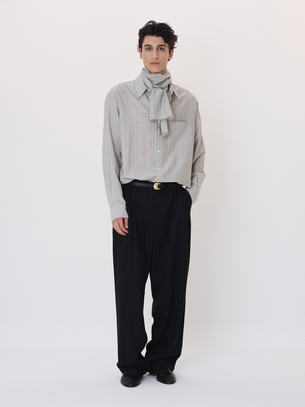 Recto - Cassel Stripe Shirt (Stone Grey) product image 2 | TRAB K-Fashion Australia