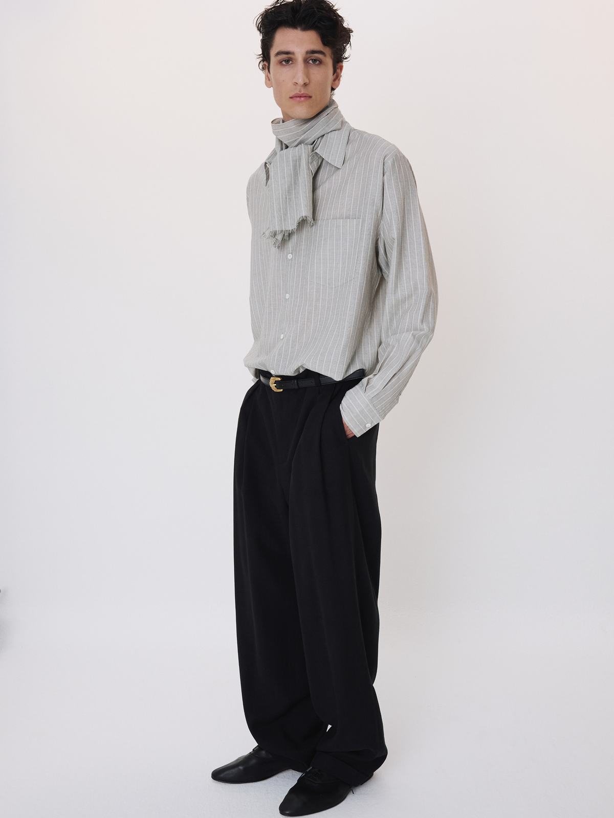 Recto - Cassel Stripe Shirt (Stone Grey) product image 3 | TRAB K-Fashion Australia