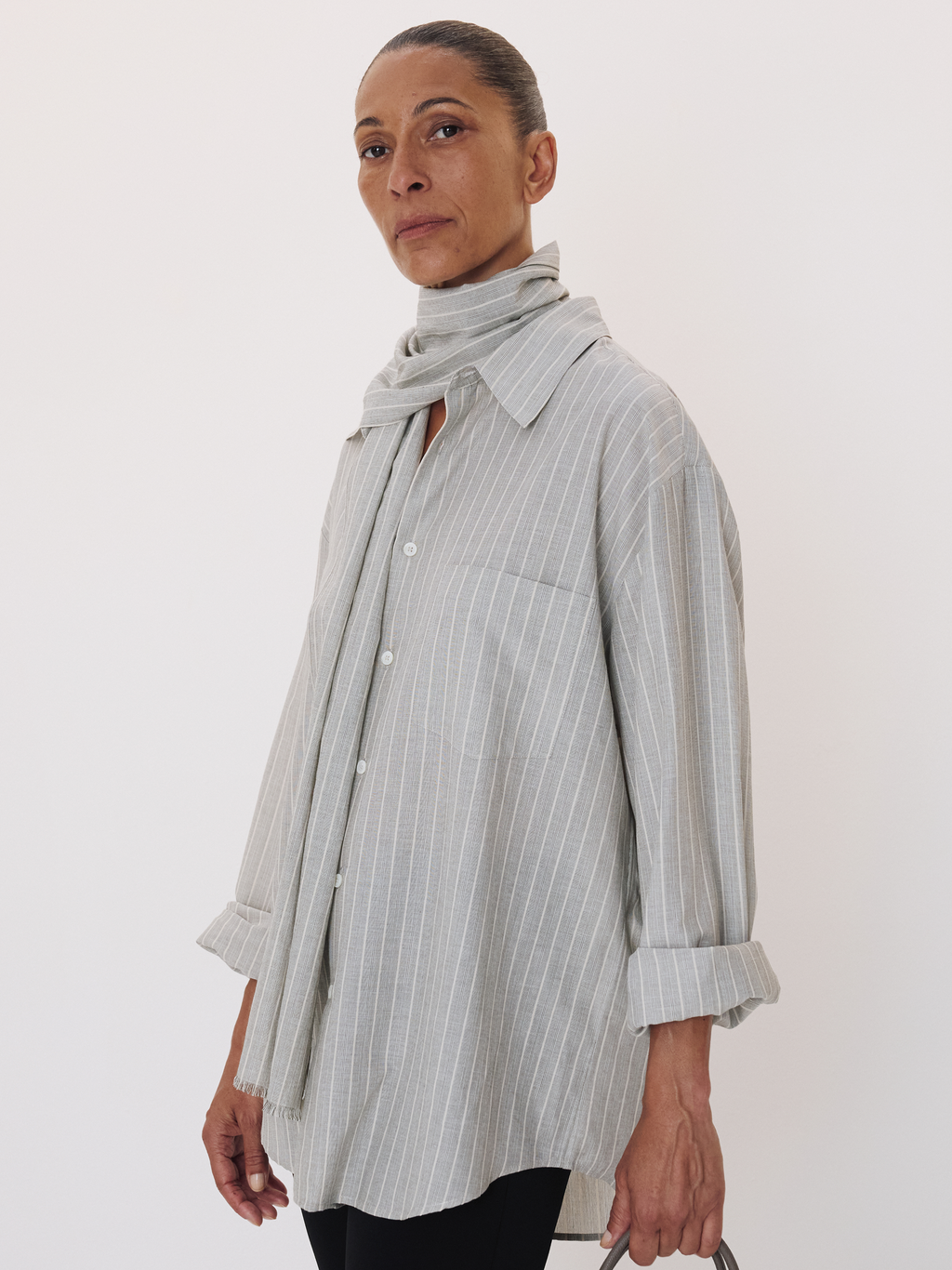 Recto - Cassel Stripe Shirt (Stone Grey) product image 1 | TRAB K-Fashion Australia