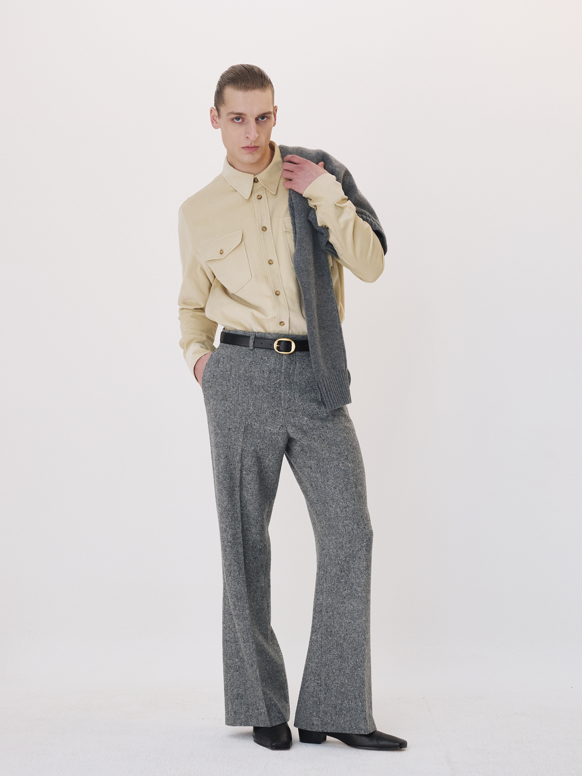 Recto - Corduroy Pocket Shirt (Light Beige) product image 1 | TRAB K-Fashion Australia