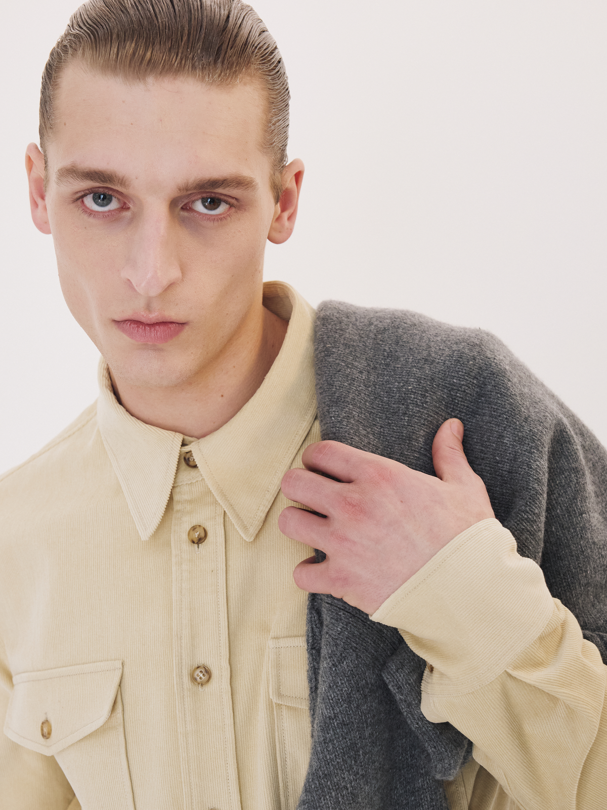 Recto - Corduroy Pocket Shirt (Light Beige) product image 2 | TRAB K-Fashion Australia