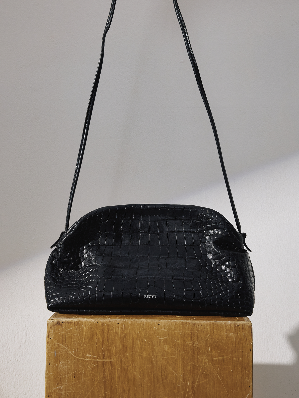 Recto - Croc-Effect Singular Cross Strap Bag (Croc Black) product image 6 | TRAB K-Fashion Australia