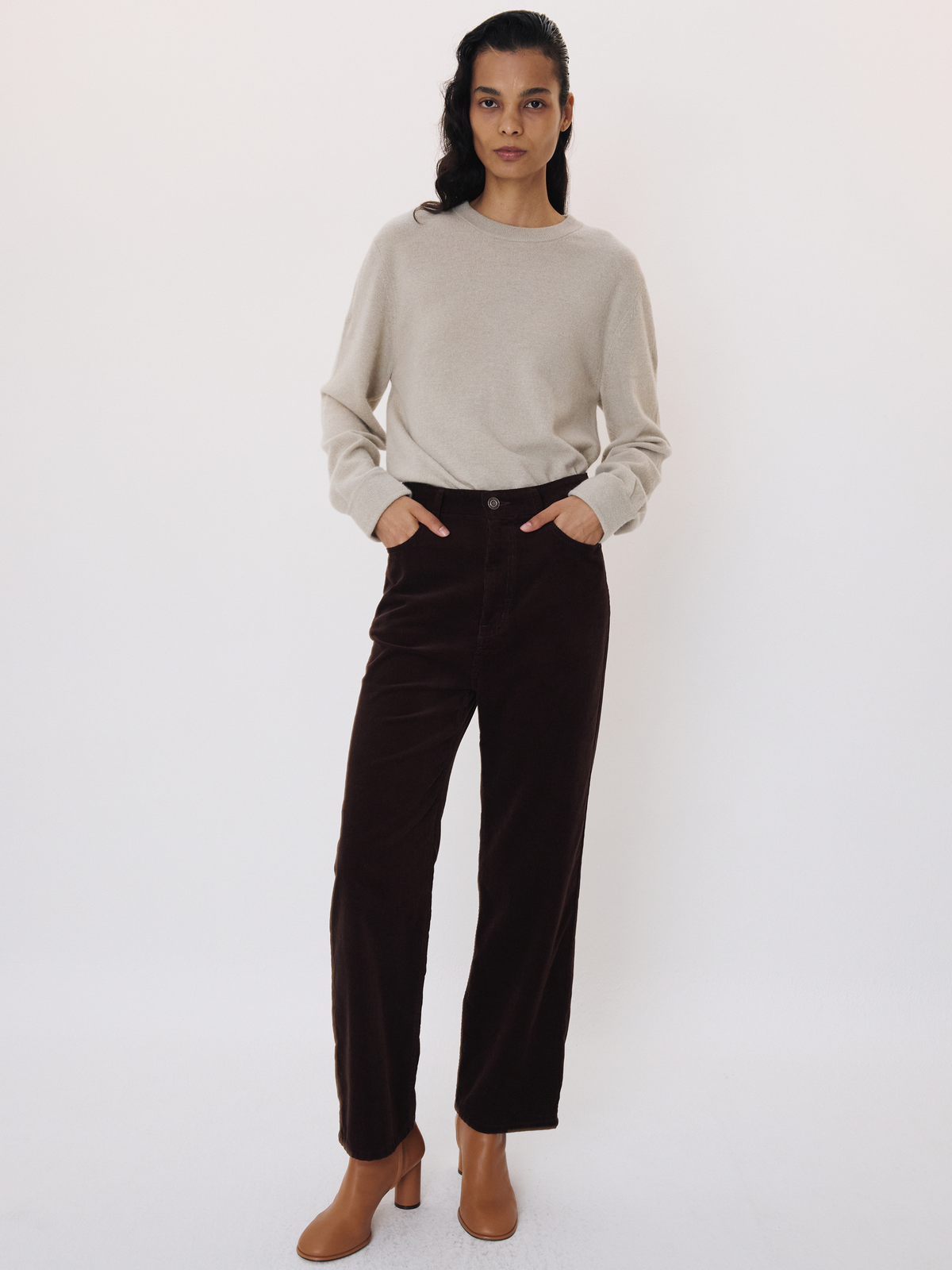 Recto - Straight Corduroy Pants (Brown) product image 2 | TRAB K-Fashion Australia